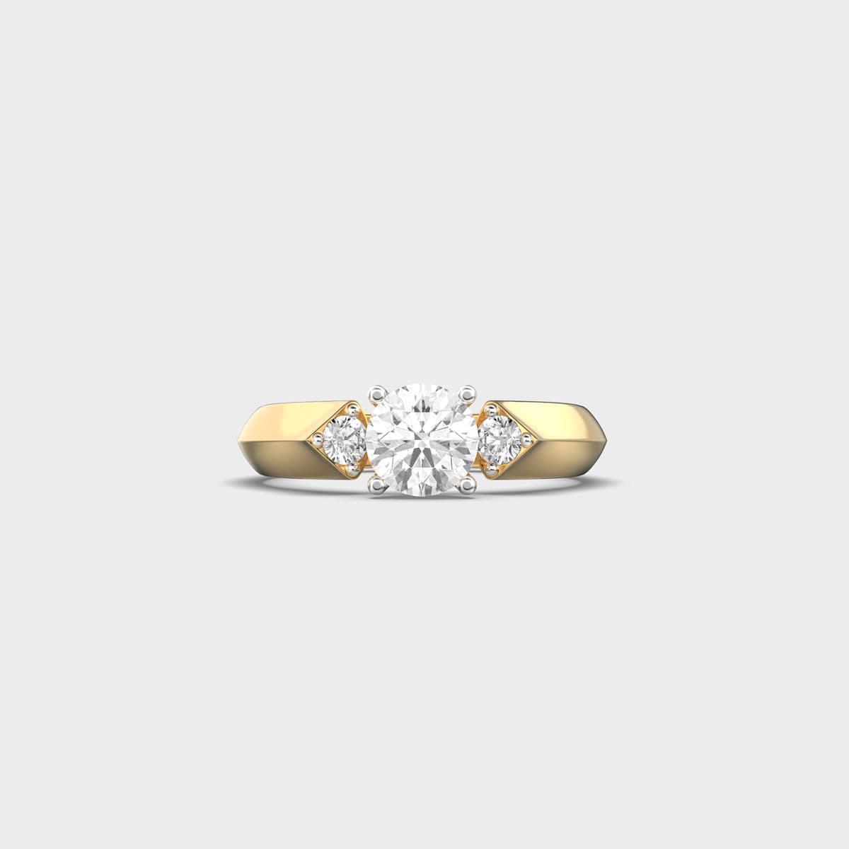 Round Solitaire Side Accent Diamond Ring