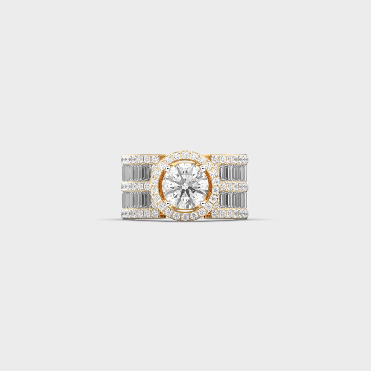 Grand Halo Baguette Band Diamond Ring