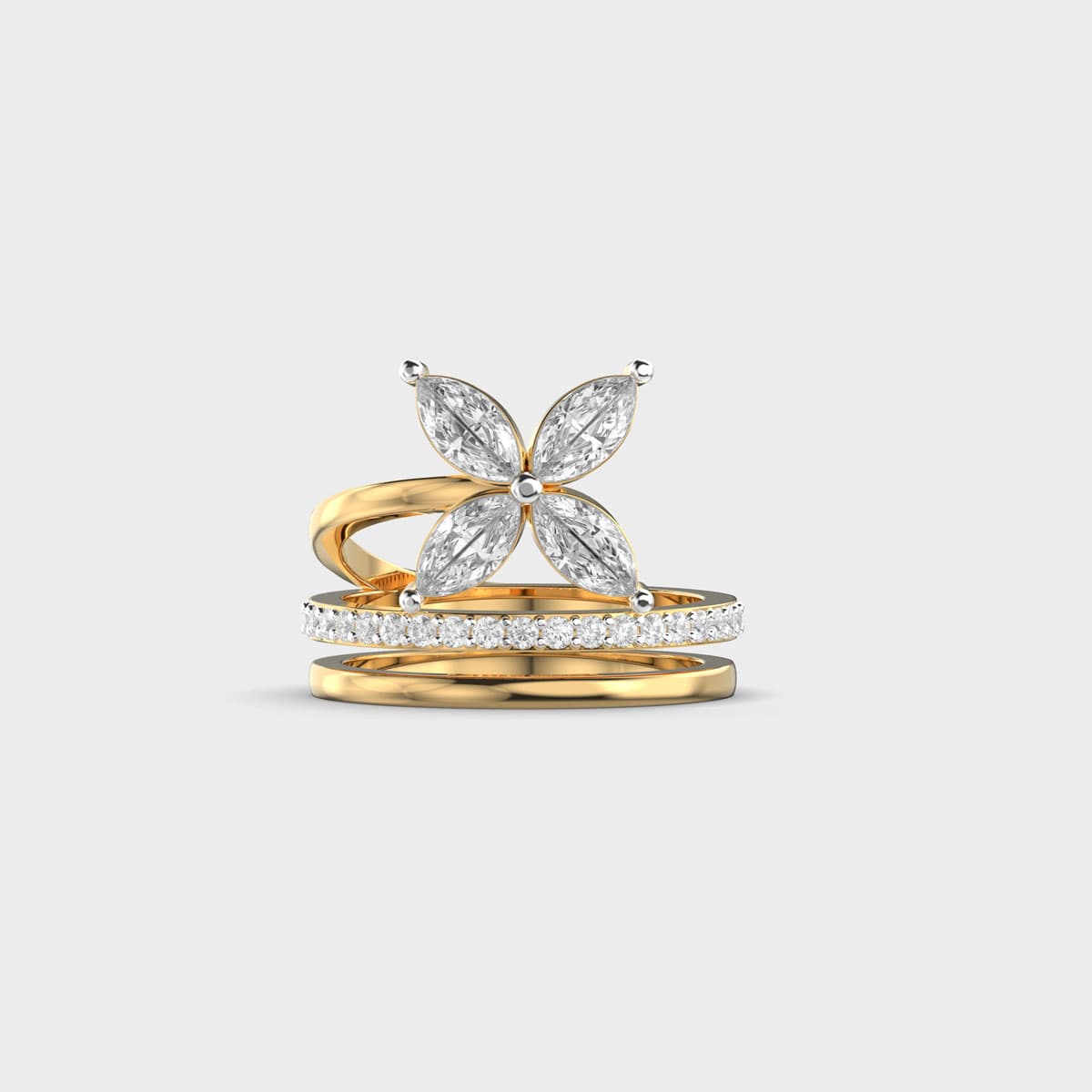 Marquise Flower Wrapped Coil Diamond Ring