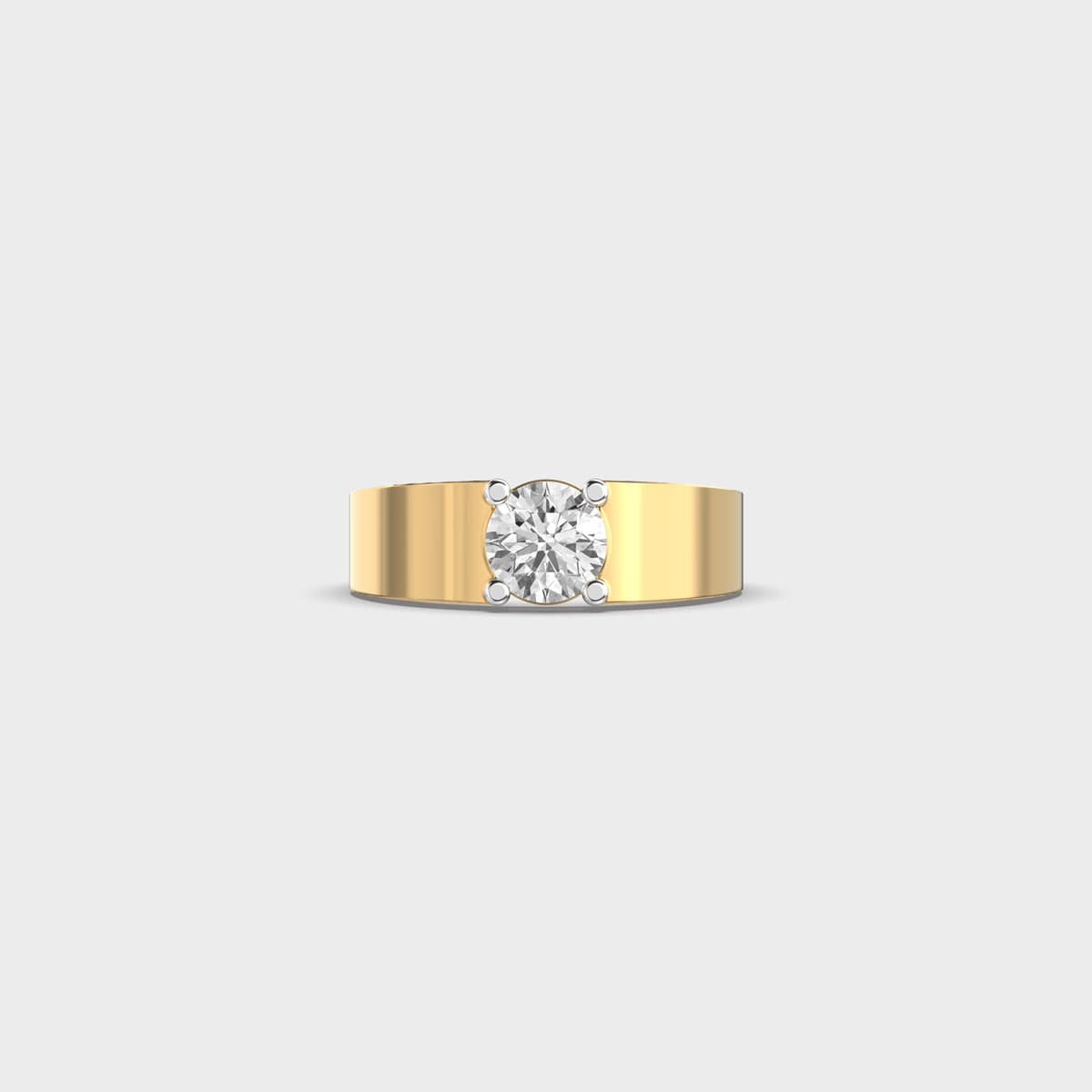 Bold Band Round Solitaire Diamond Ring For Men