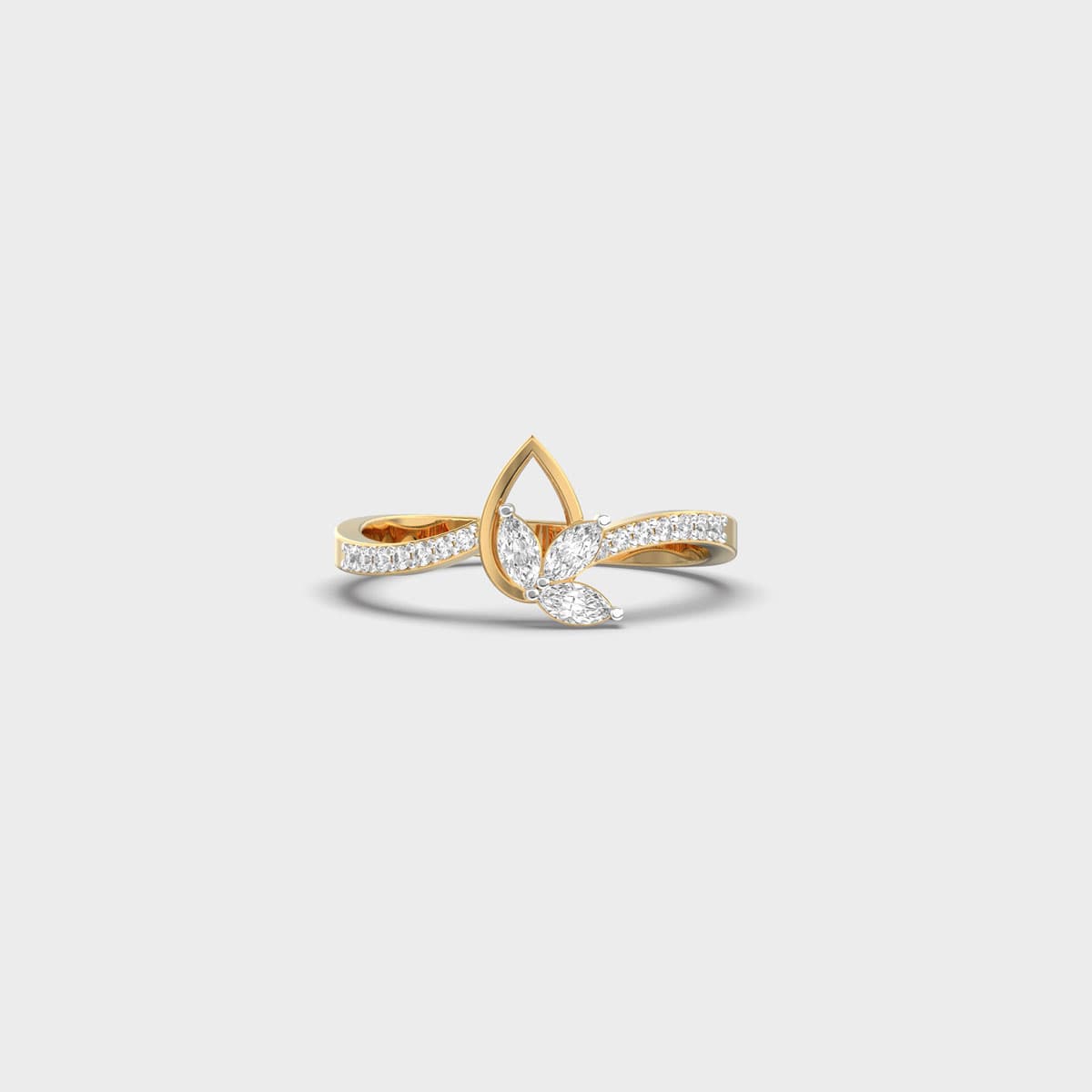 Open Teardrop Marquise Leaf Diamond Ring