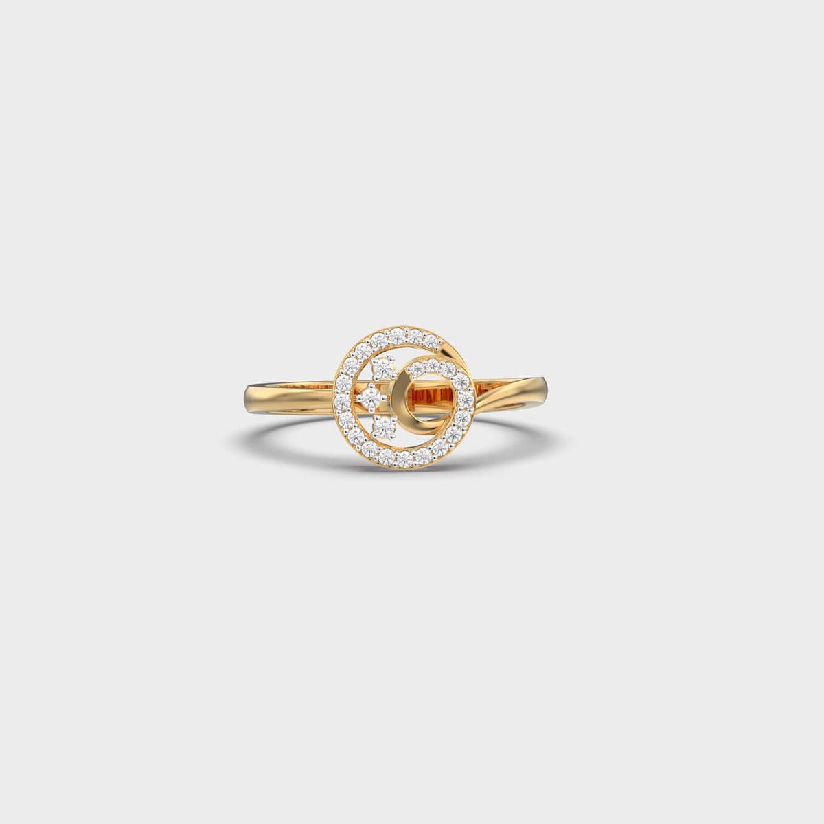 Open Circle Crescent Moon Diamond Ring