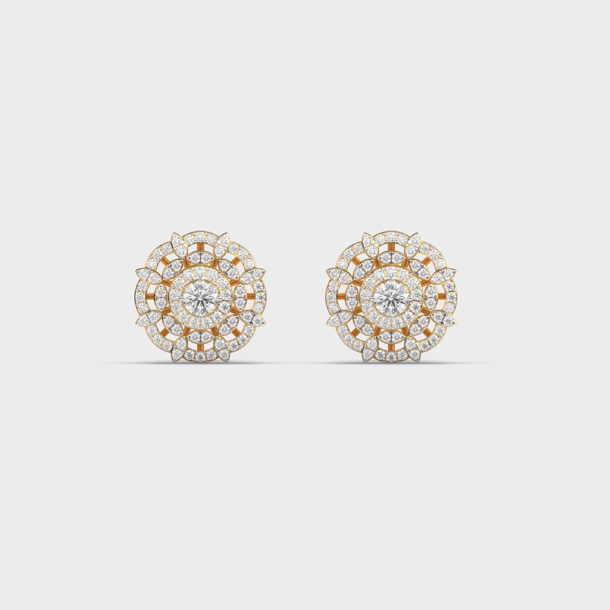 Rosette Bloom Medallion Diamond Studs