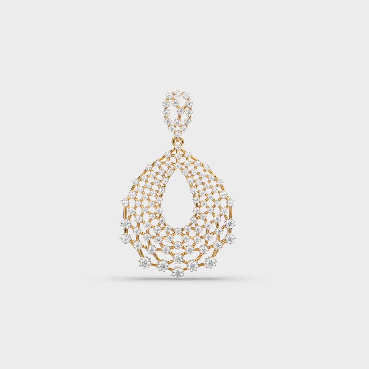 Teardrop Lattice Net Diamond Pendant (Without Chain)