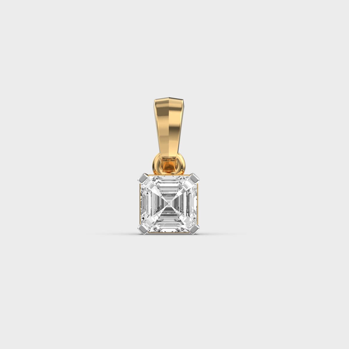 Classic Asscher Solitaire Diamond Pendant (Without Chain)