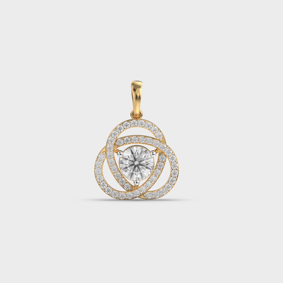Triple Loop Round Solitaire Diamond Pendant (Without Chain)