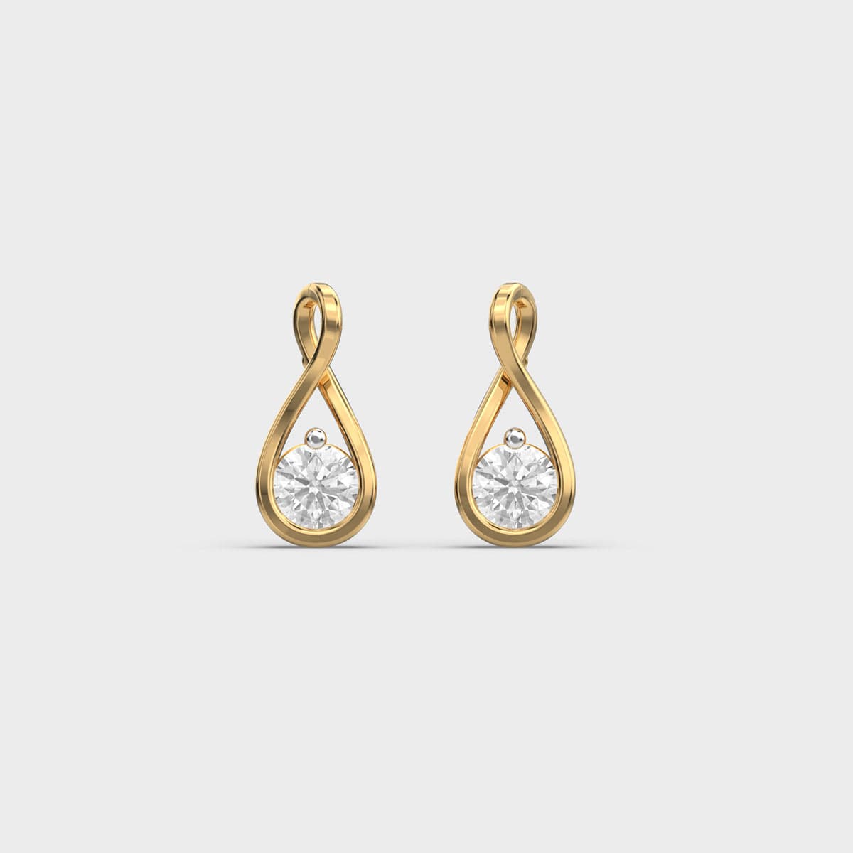 Infinity Twist Teardrop Round Diamond Studs