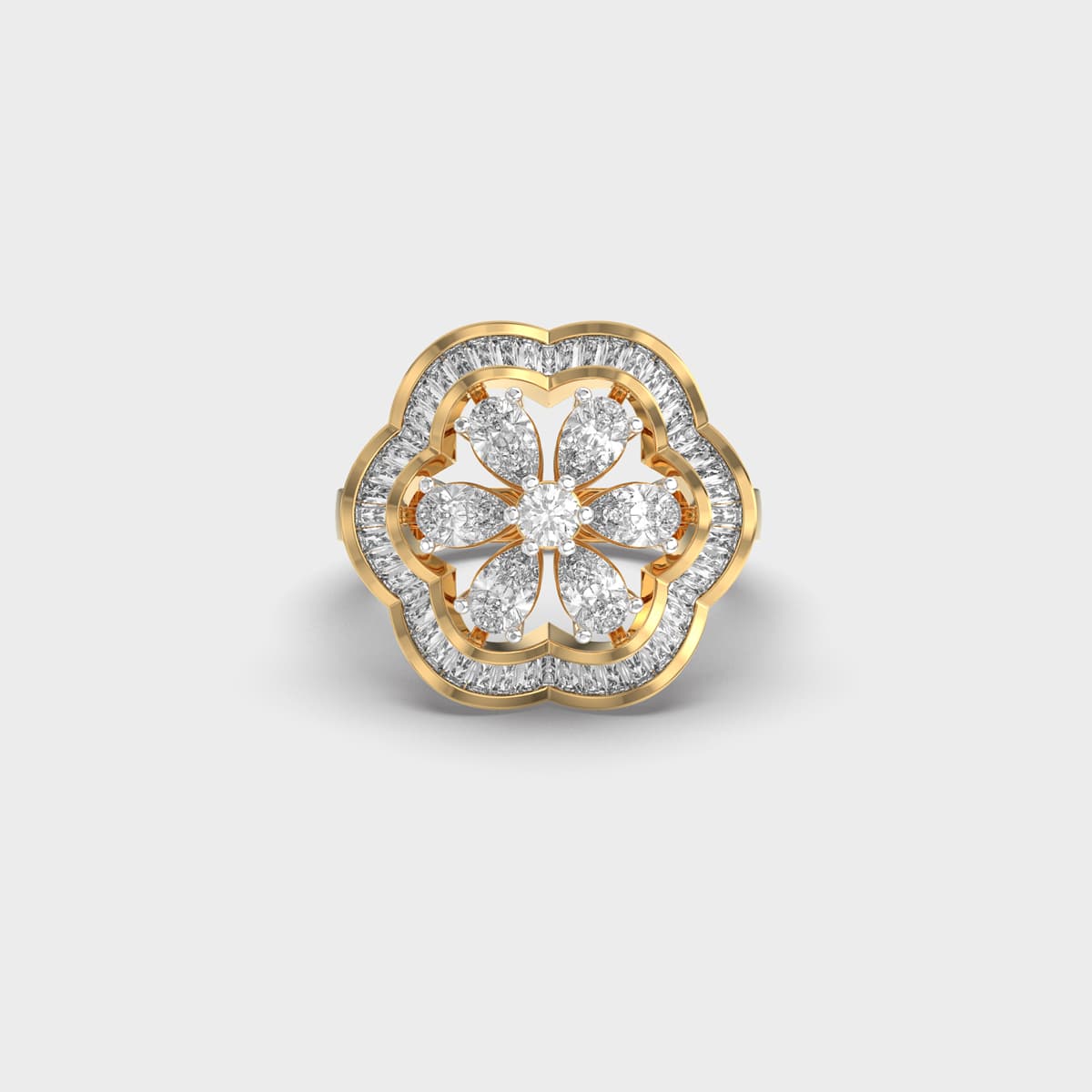 Wood Lush Peak Flower Diamond Ring