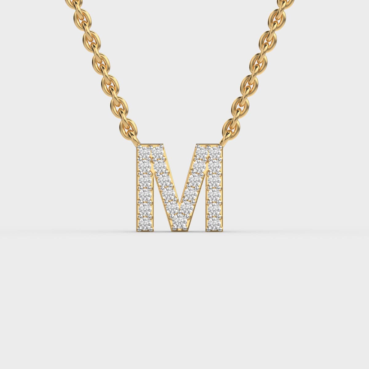 Marvellous Initial 'M' Diamond Pendant (With Chain)