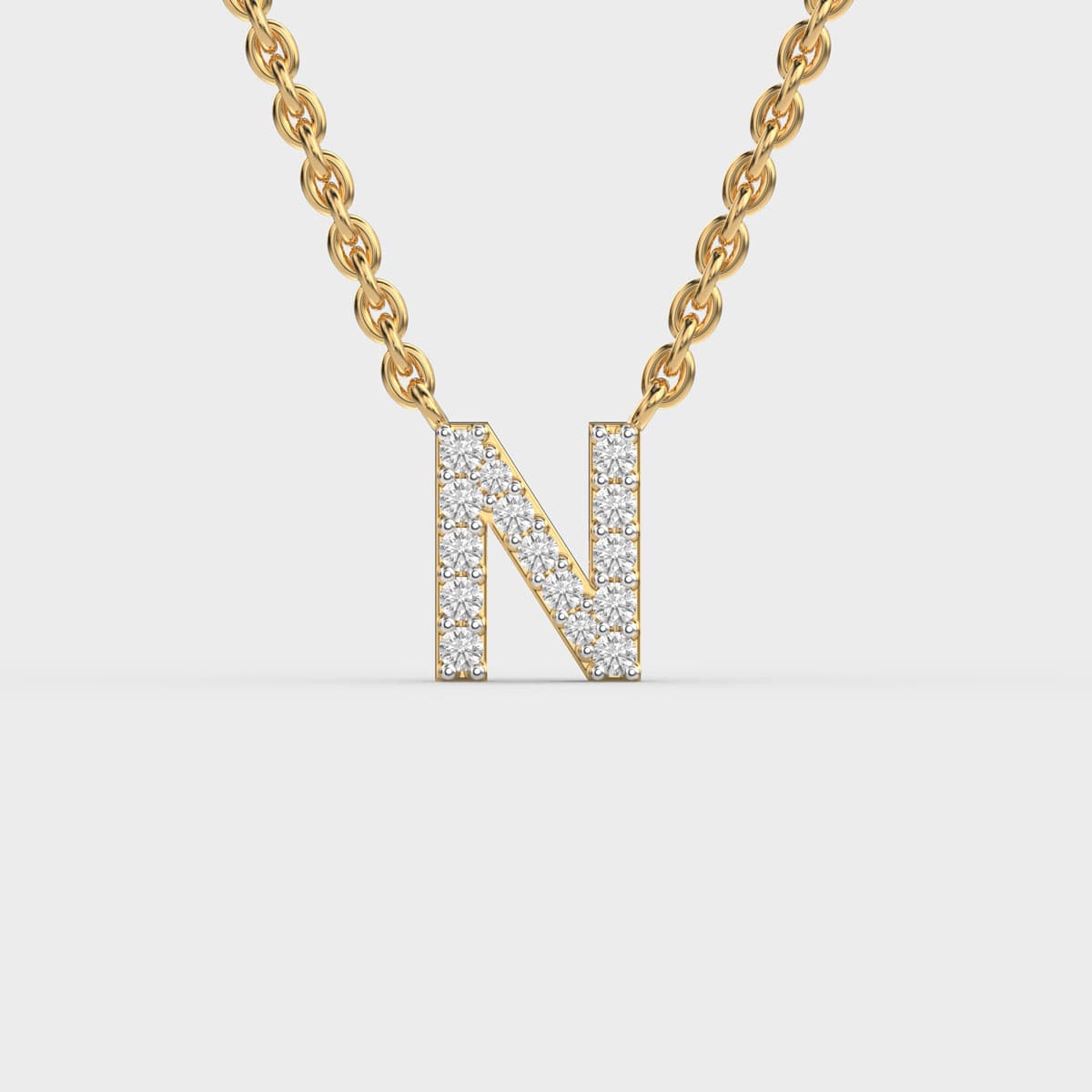 Neutral Initial 'N' Diamond Pendant (With Chain)