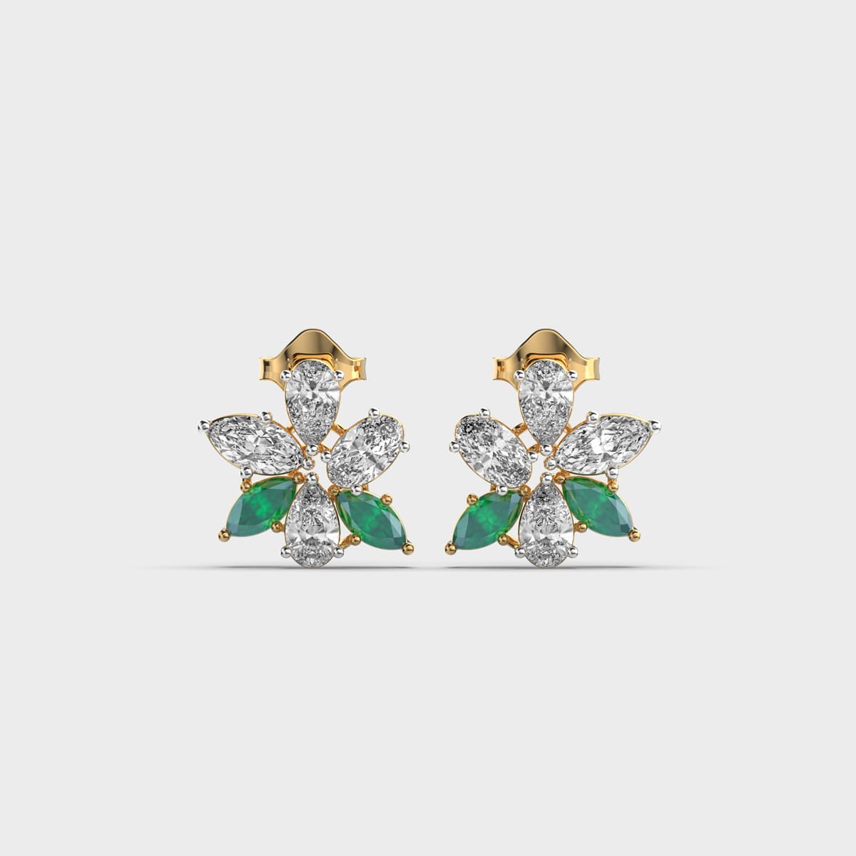 Glorious Green Stone Marquise Diamond Studs