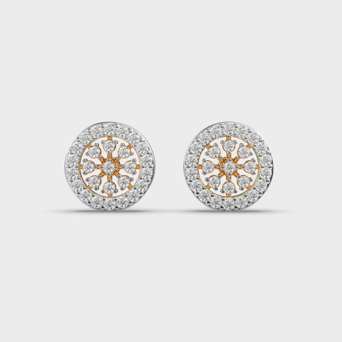 Floral Wheel Halo Diamond Studs