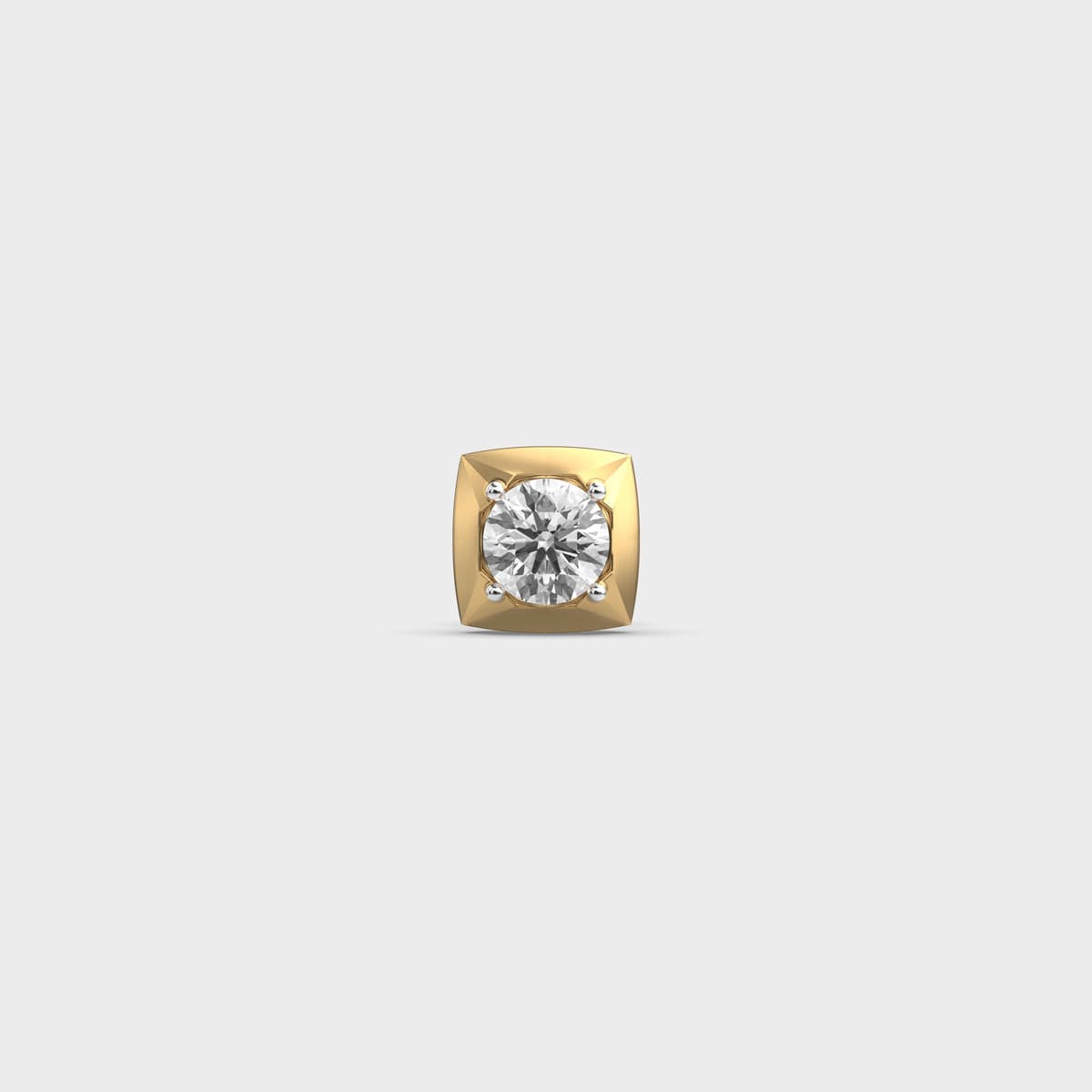 Bevelled Square Round Solitaire Diamond Stud For Men