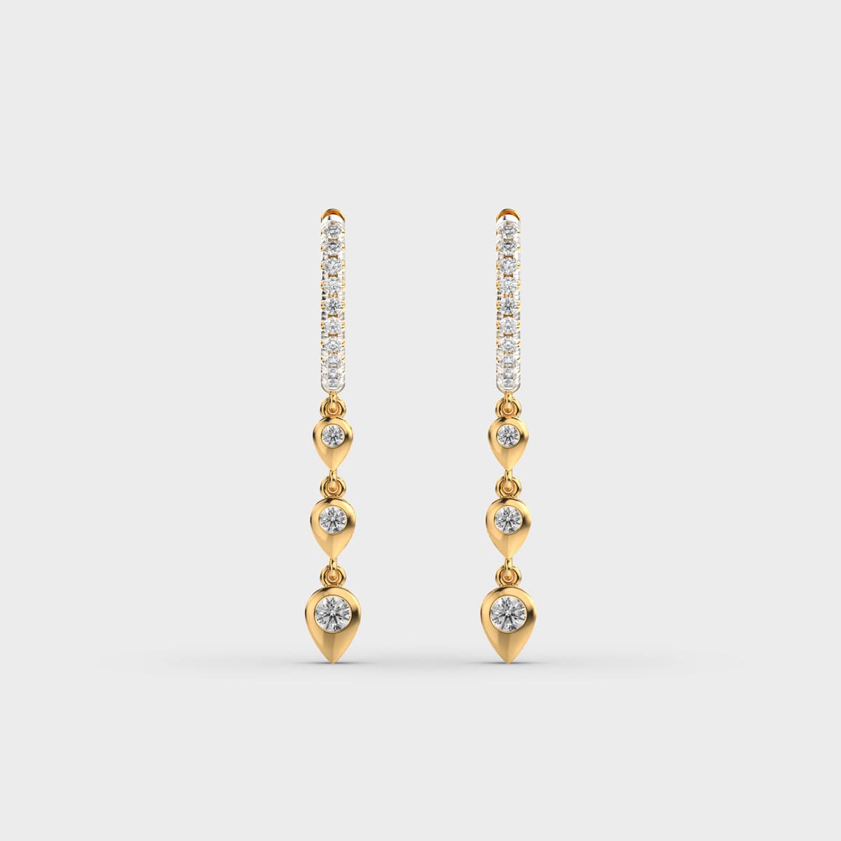 Triple Teardrop Diamond Drop Earrings