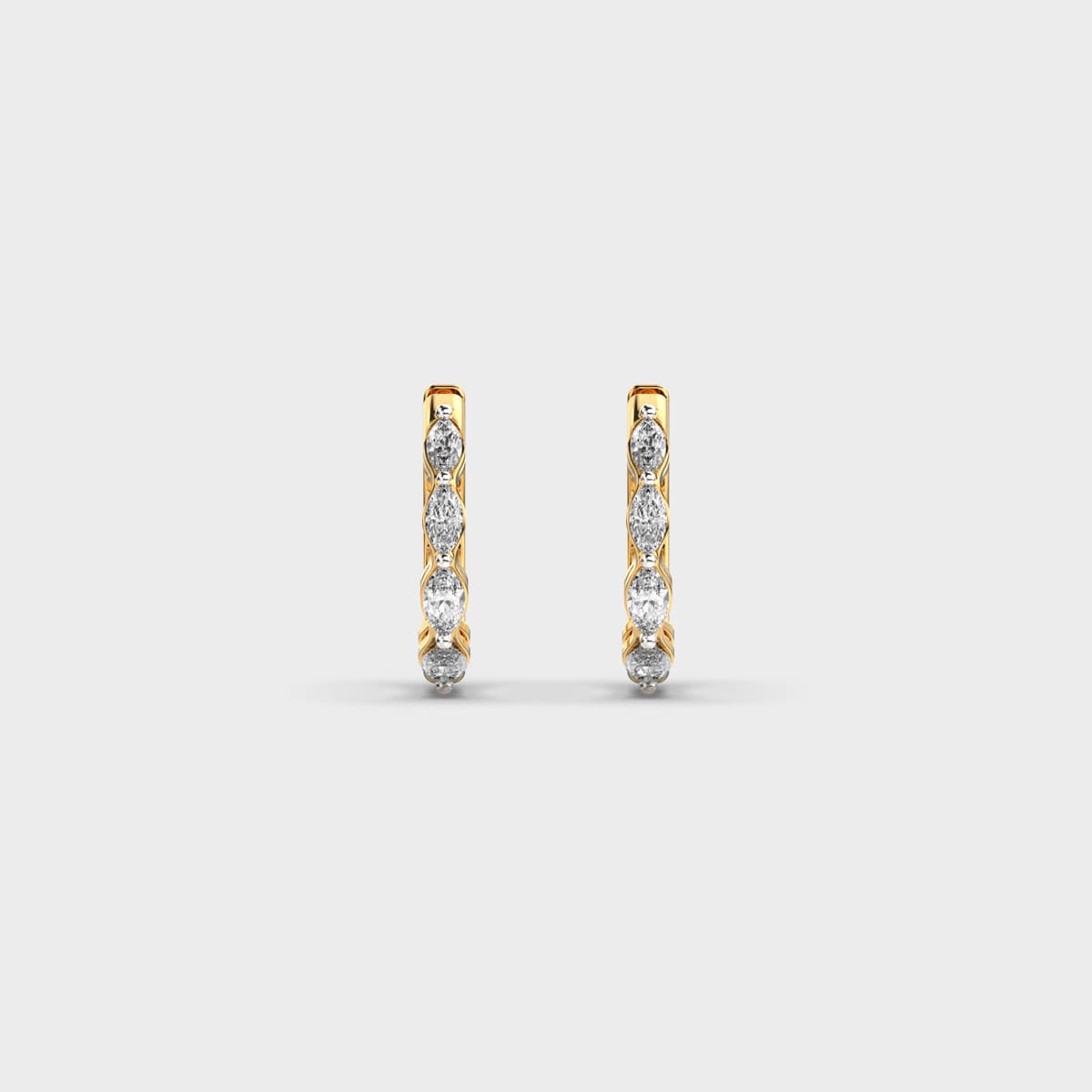 Marquise Line Diamond Hoop Earrings