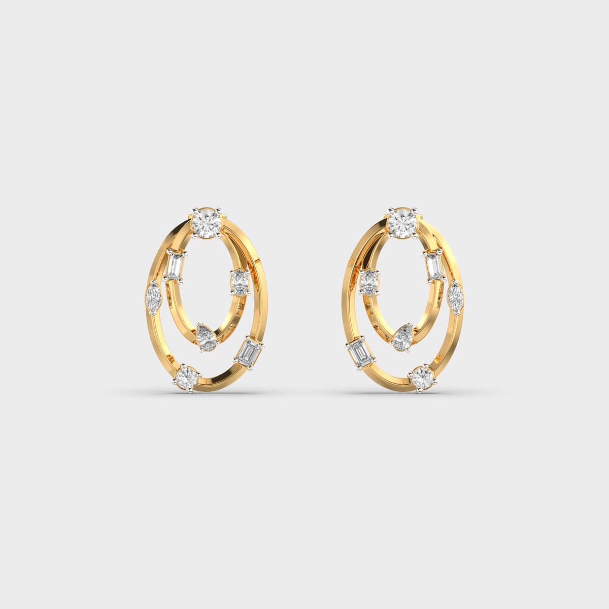 Dual Orbit Multi Cut Diamond Hoop Earrings