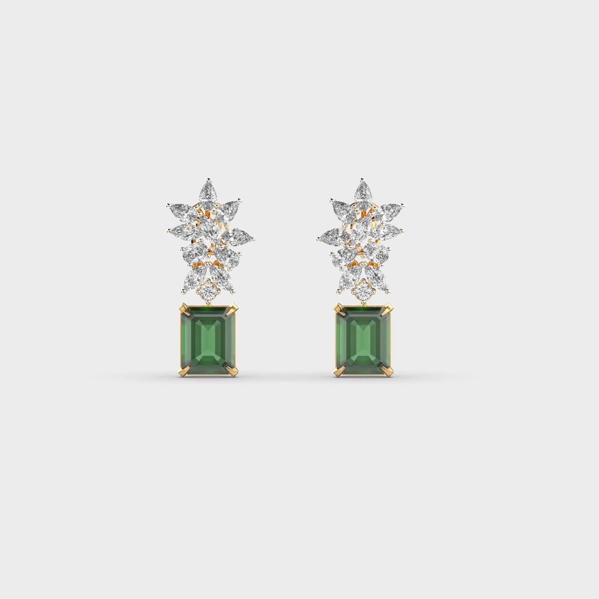 Green Bloom Jewel Diamond Earrings