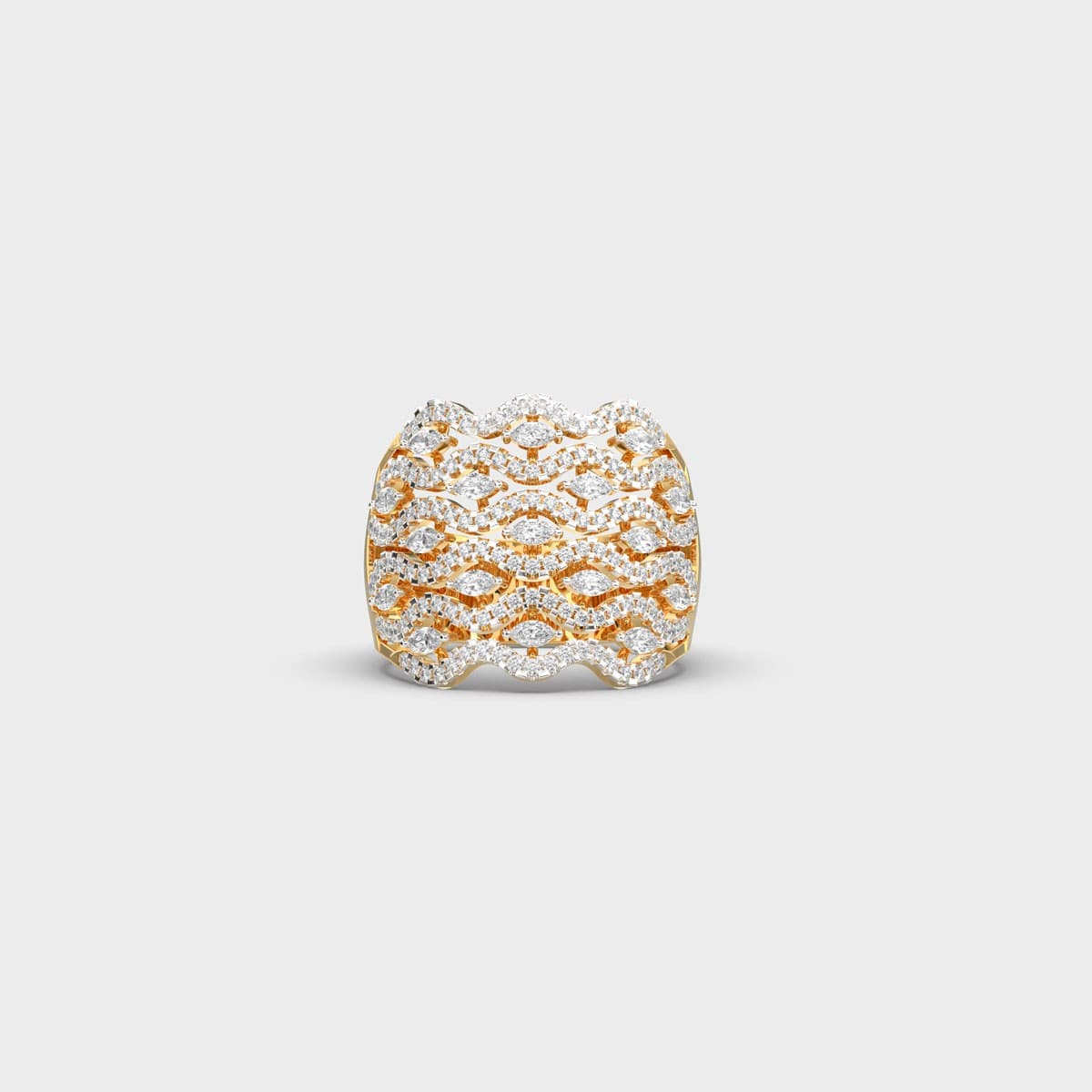 Bedazzling Waves Diamond Cocktail Ring