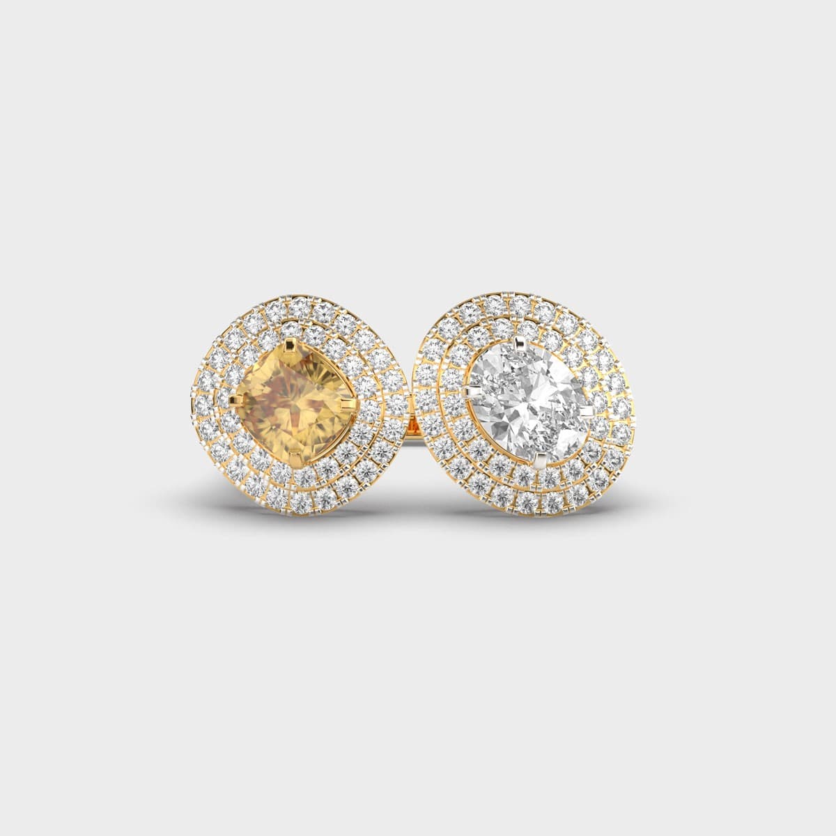 Duo Halo Mismatched Diamond Ring