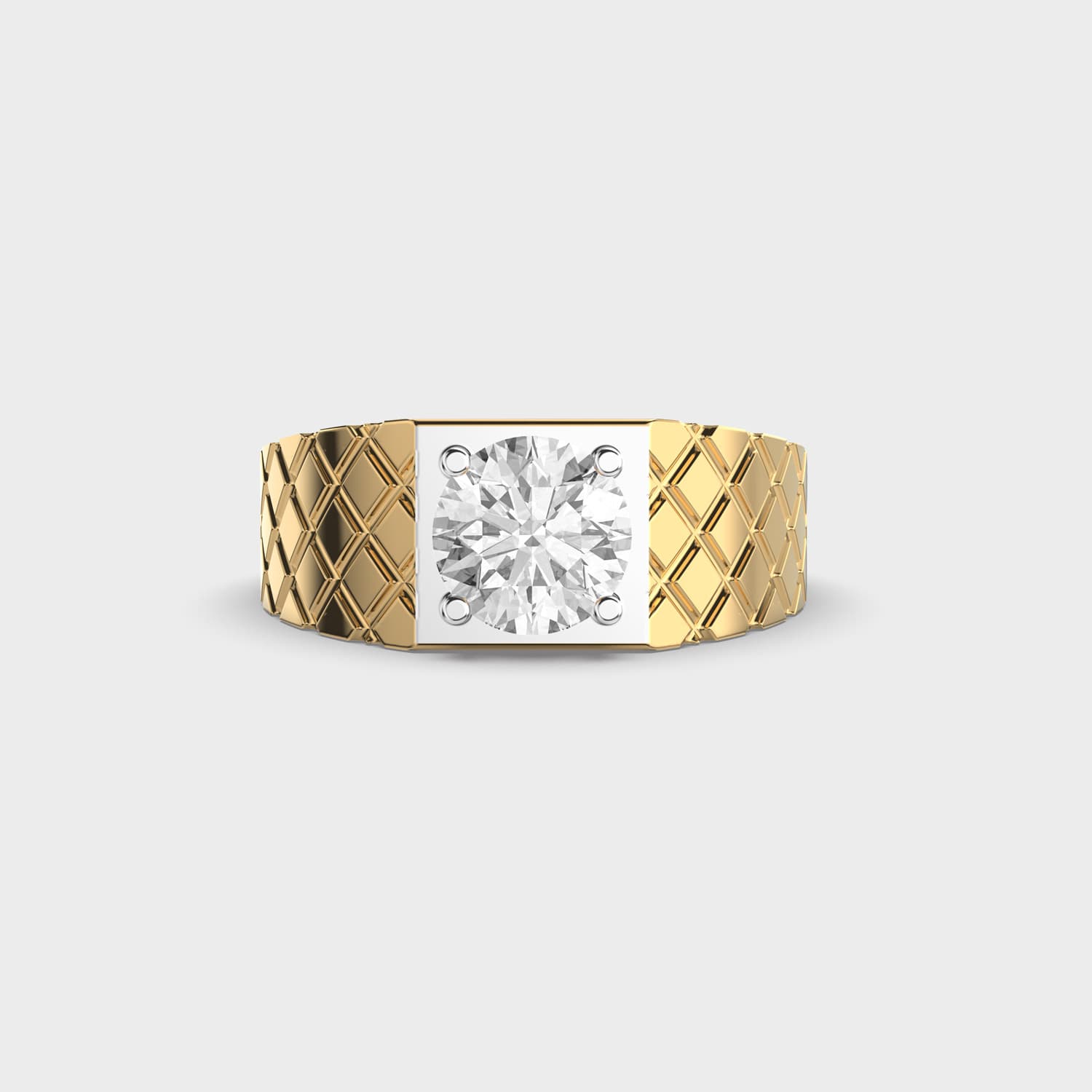 Quilted Solitaire Diamond Ring For Men