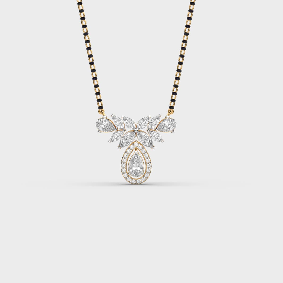 Crowned Pear Drop Diamond Mangalsutra