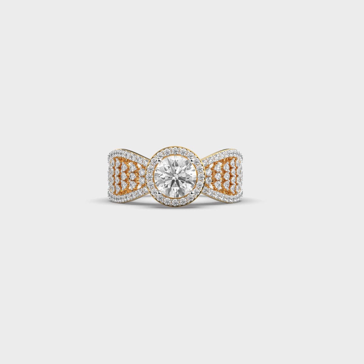 Arch Lattice Halo Diamond Ring