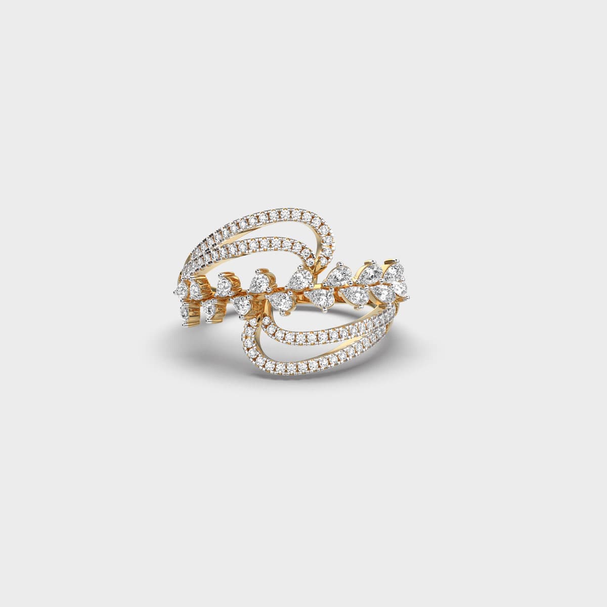 Double Arc Pavé Diamond Ring