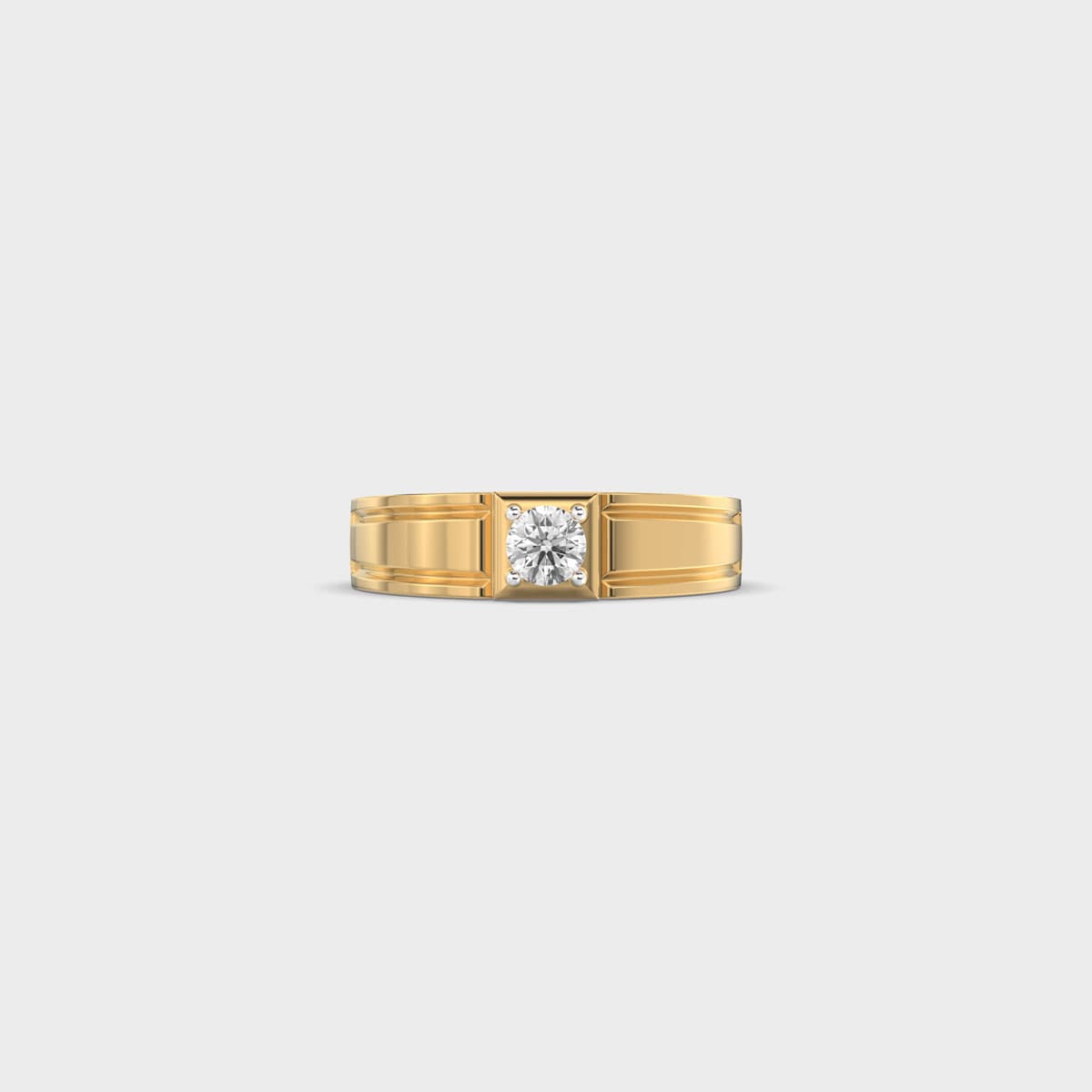 Groove Line Solitaire Diamond Ring For Men