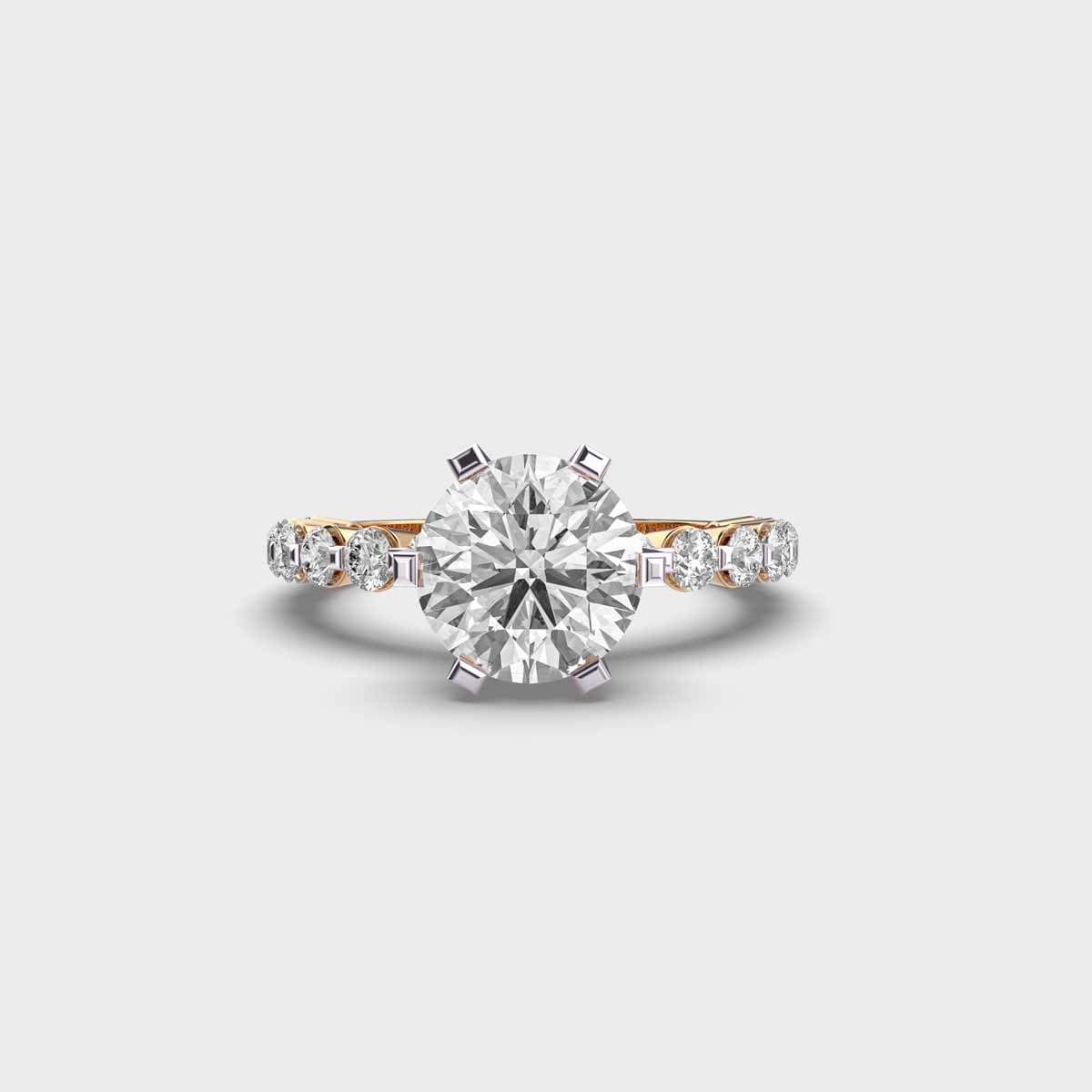 Graduated Side Stone Solitaire Diamond Ring