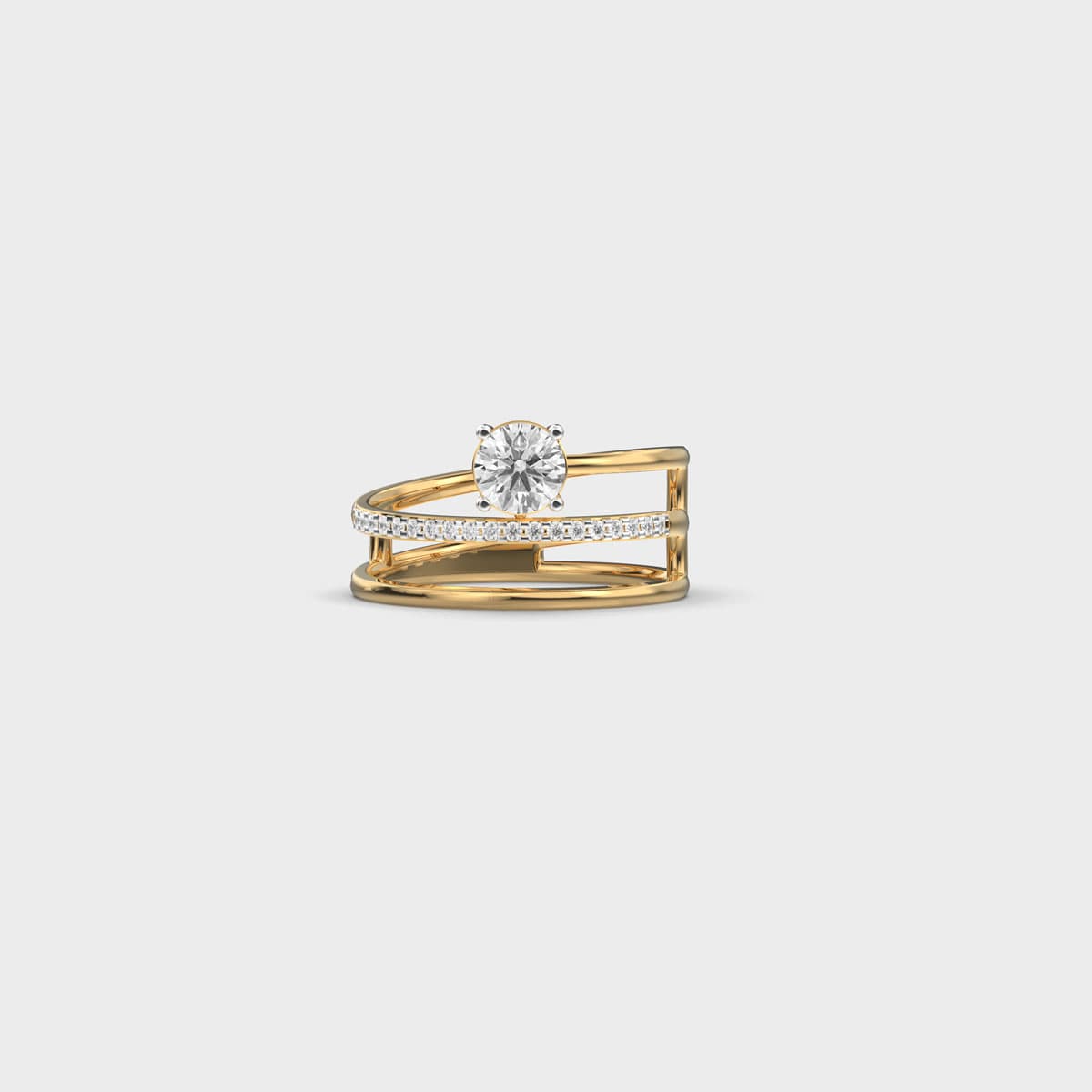 Open Band Solitaire Diamond Ring