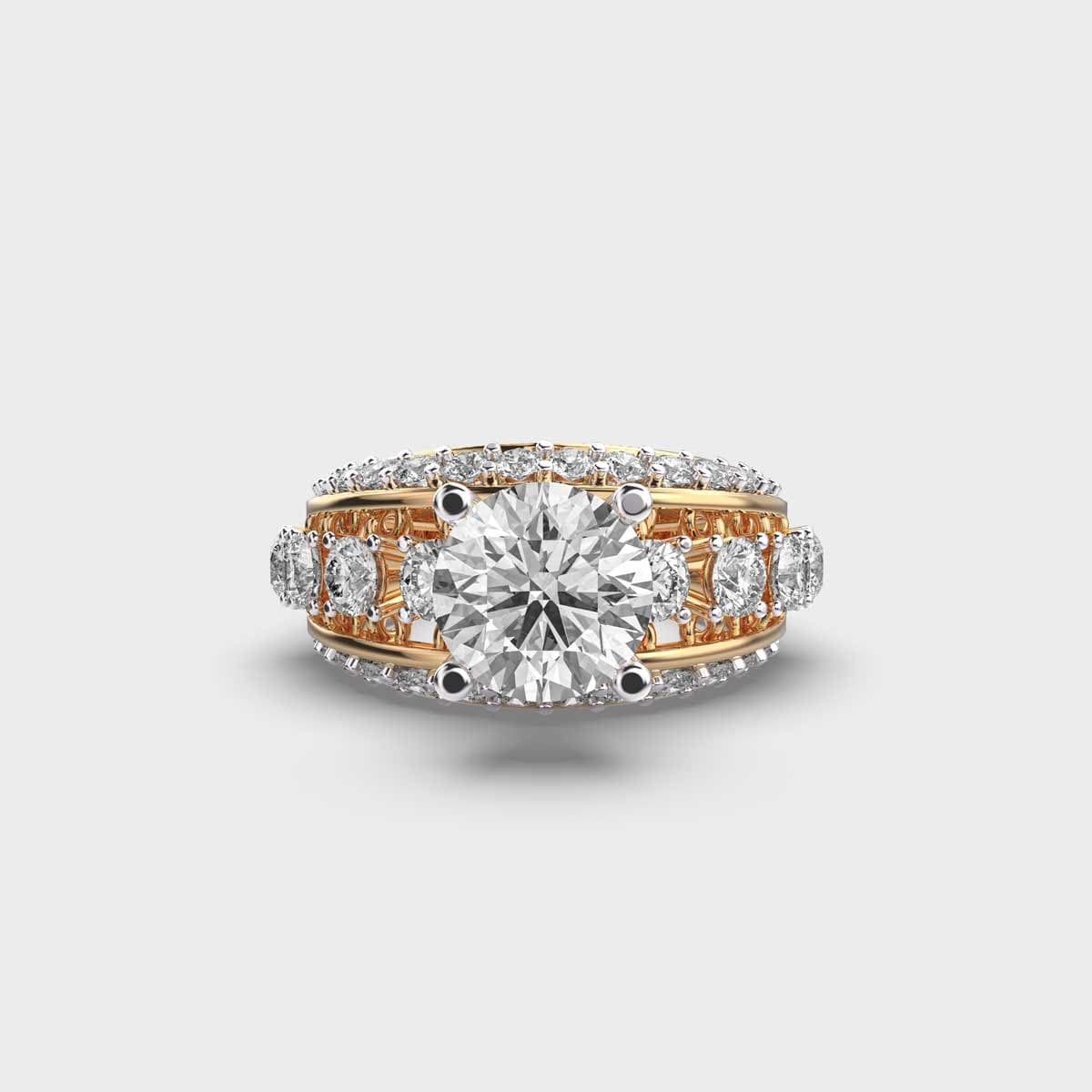 Opulent Row Solitaire Diamond Ring