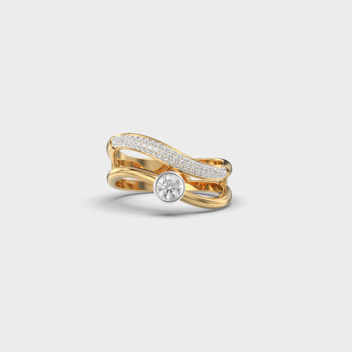 Cascading Wave Diamond Ring