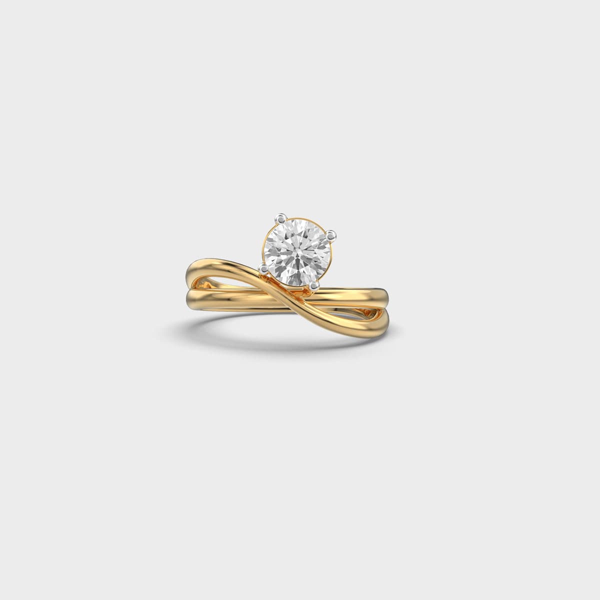 Crossover Wave Solitaire Diamond Ring