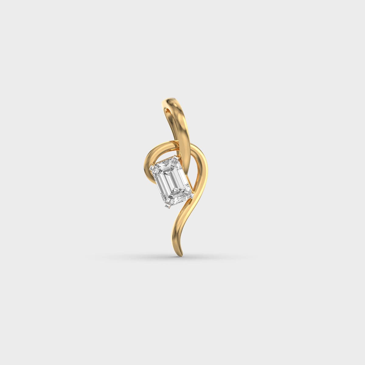 Swirl Ribbon Emerald Diamond Pendant (Without Chain)