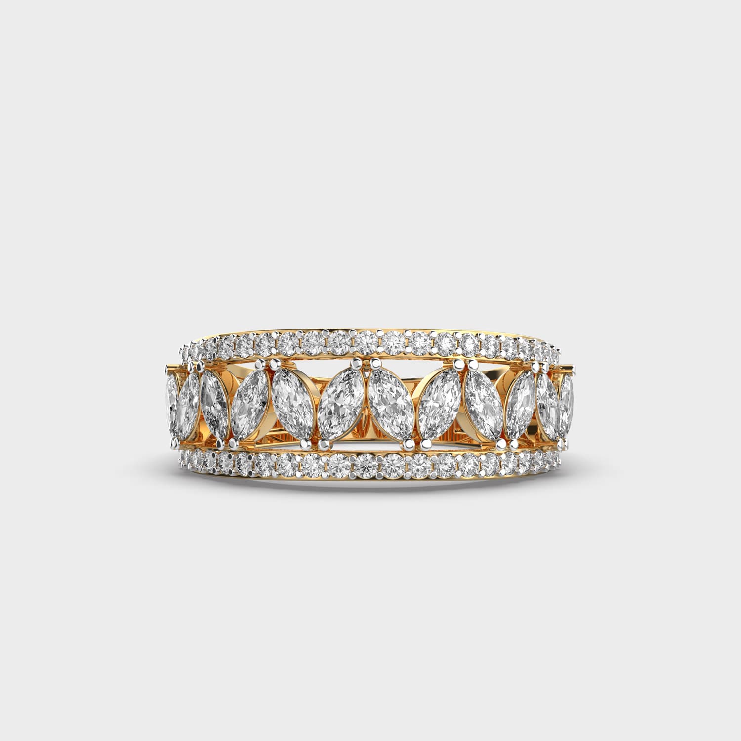 Marquise Leaf Row Diamond Ring