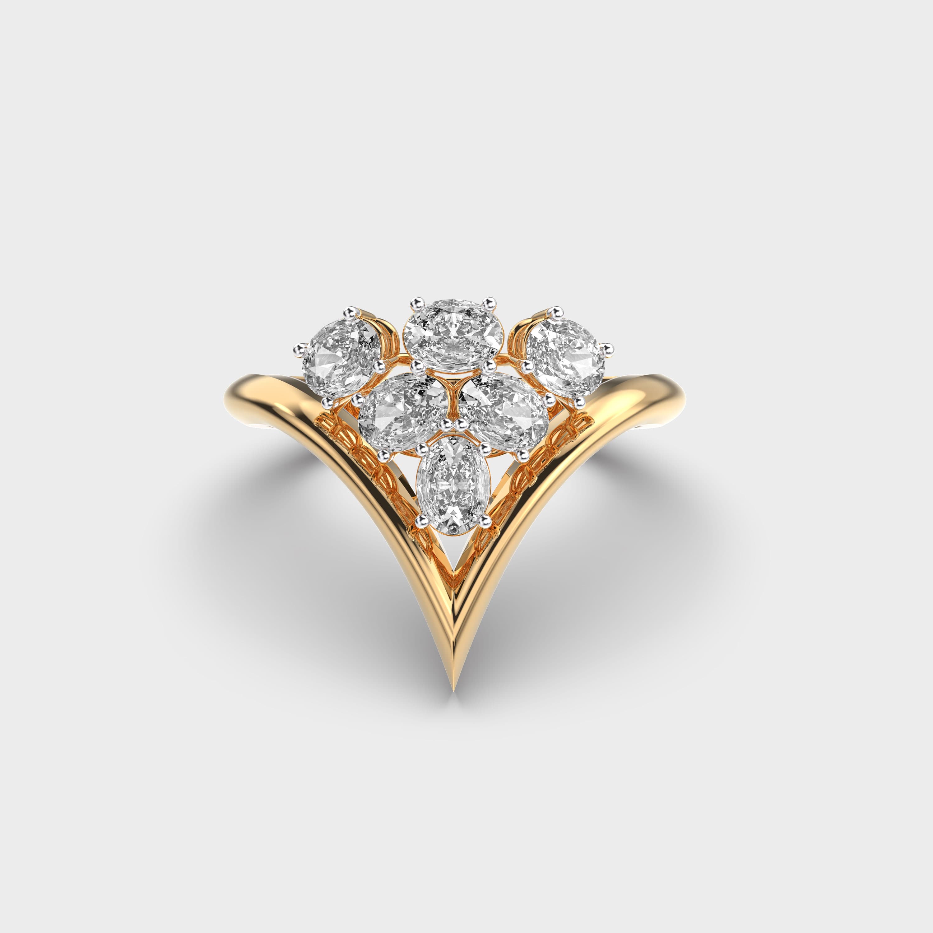 Oval Cluster Crown Diamond Vanki Ring