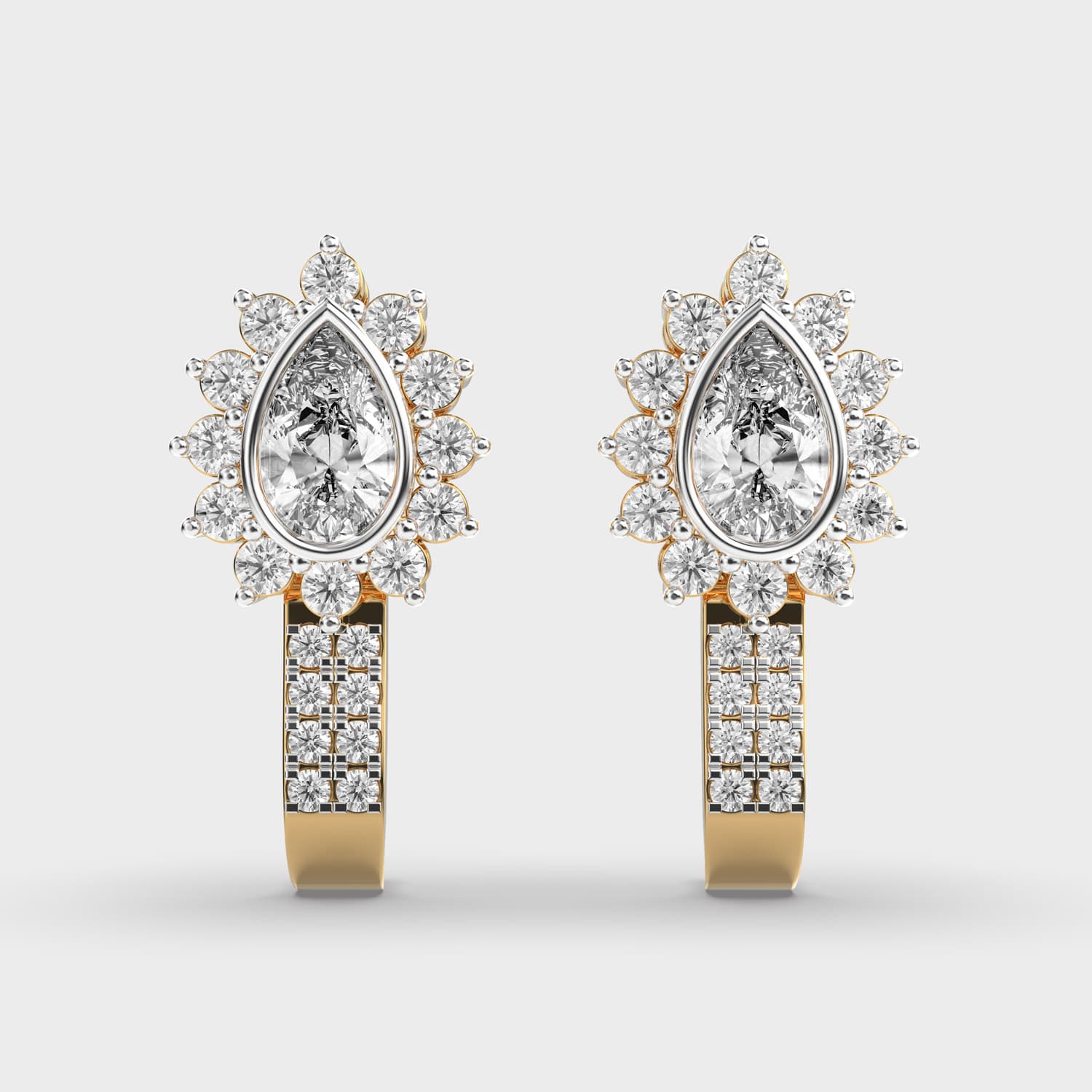 Crowned Pear Radiance Diamond Hoops