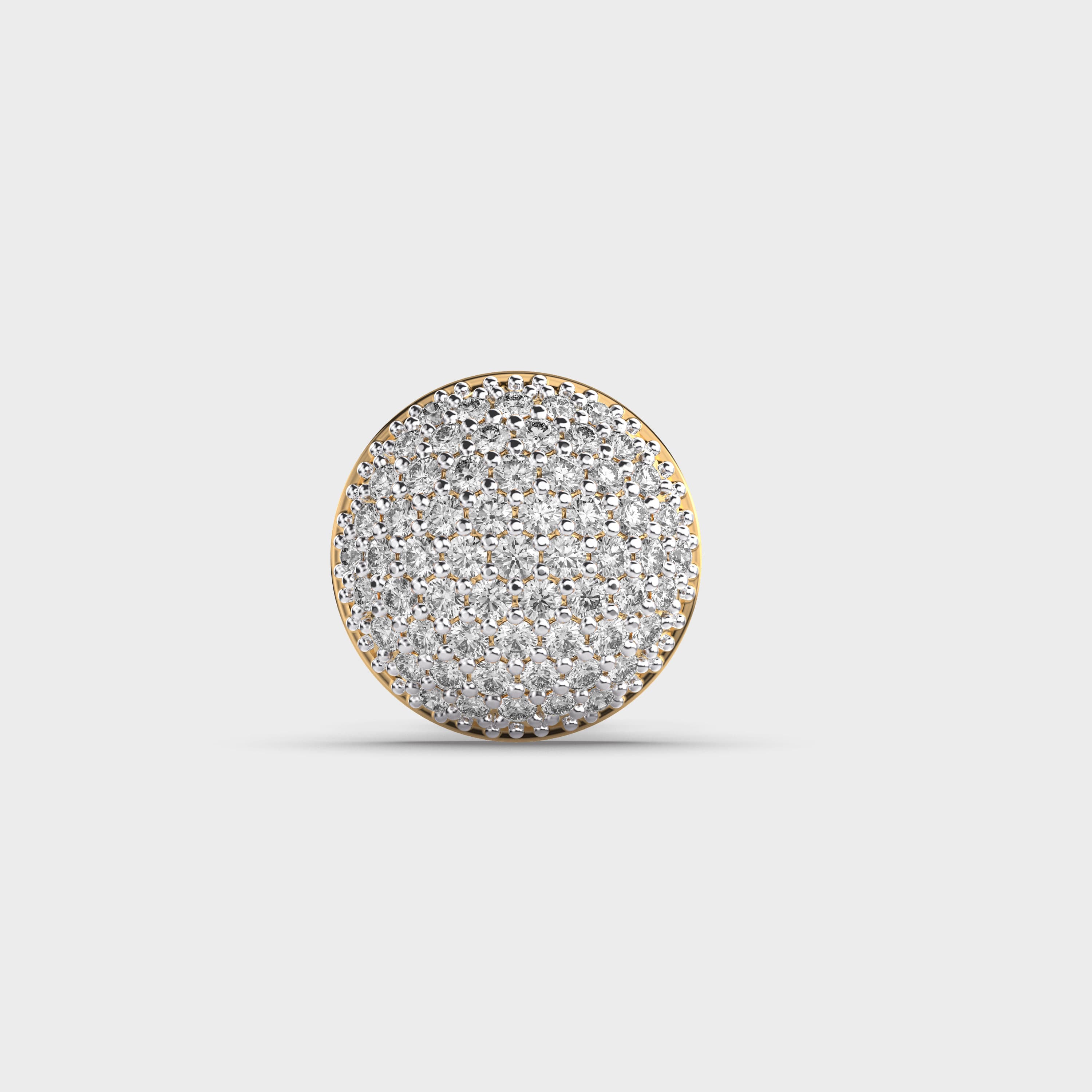 Domed Pavé Circle Diamond Stud For Men