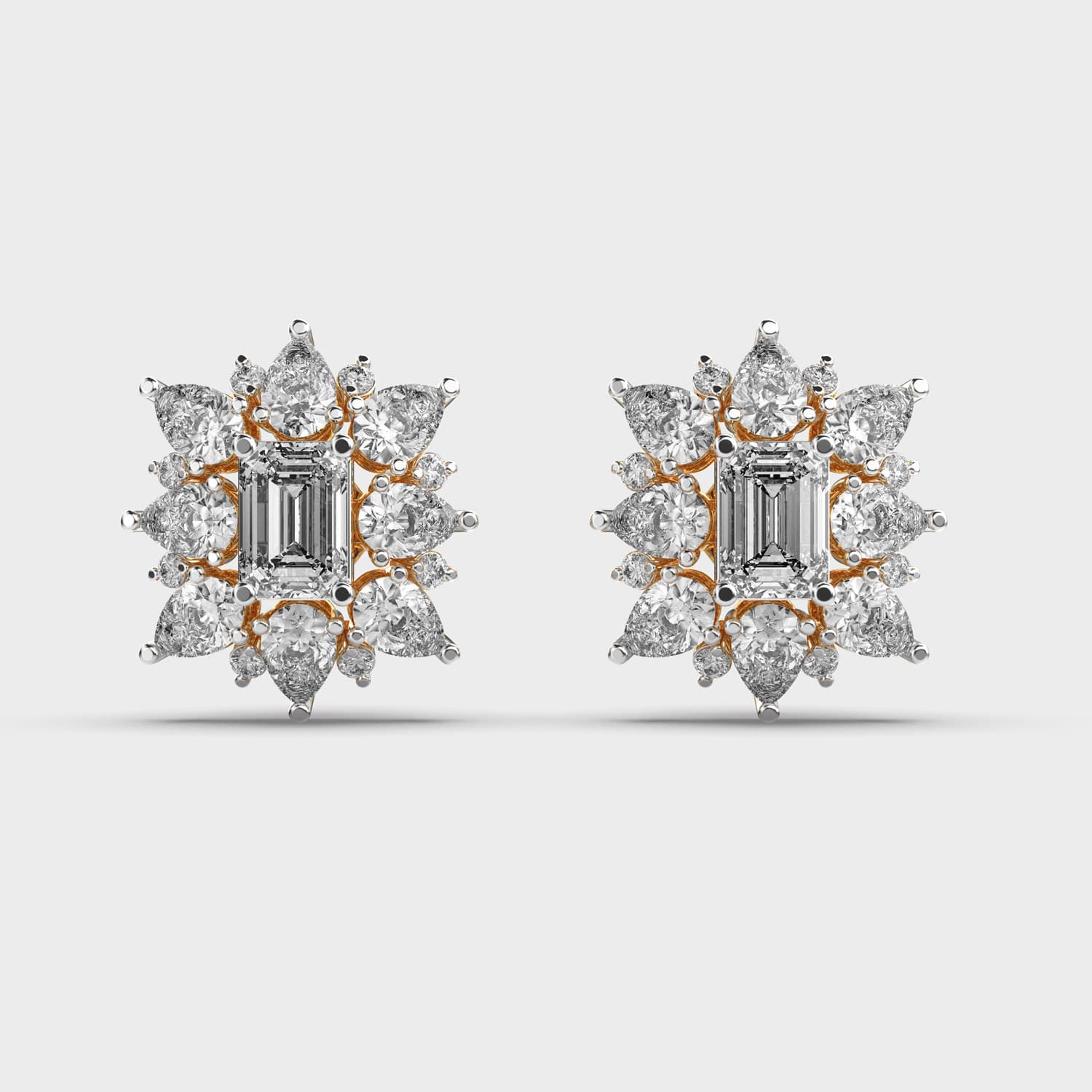 Emerald Petal Burst Diamond Studs