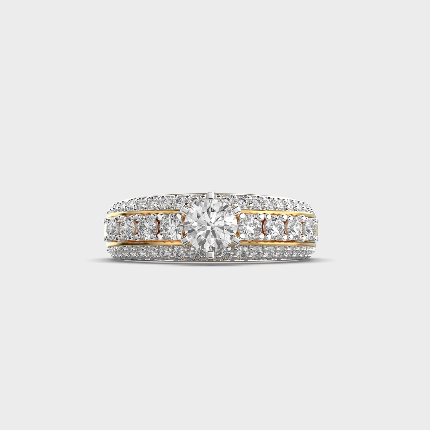 Bordered Brilliance Solitaire Diamond Ring