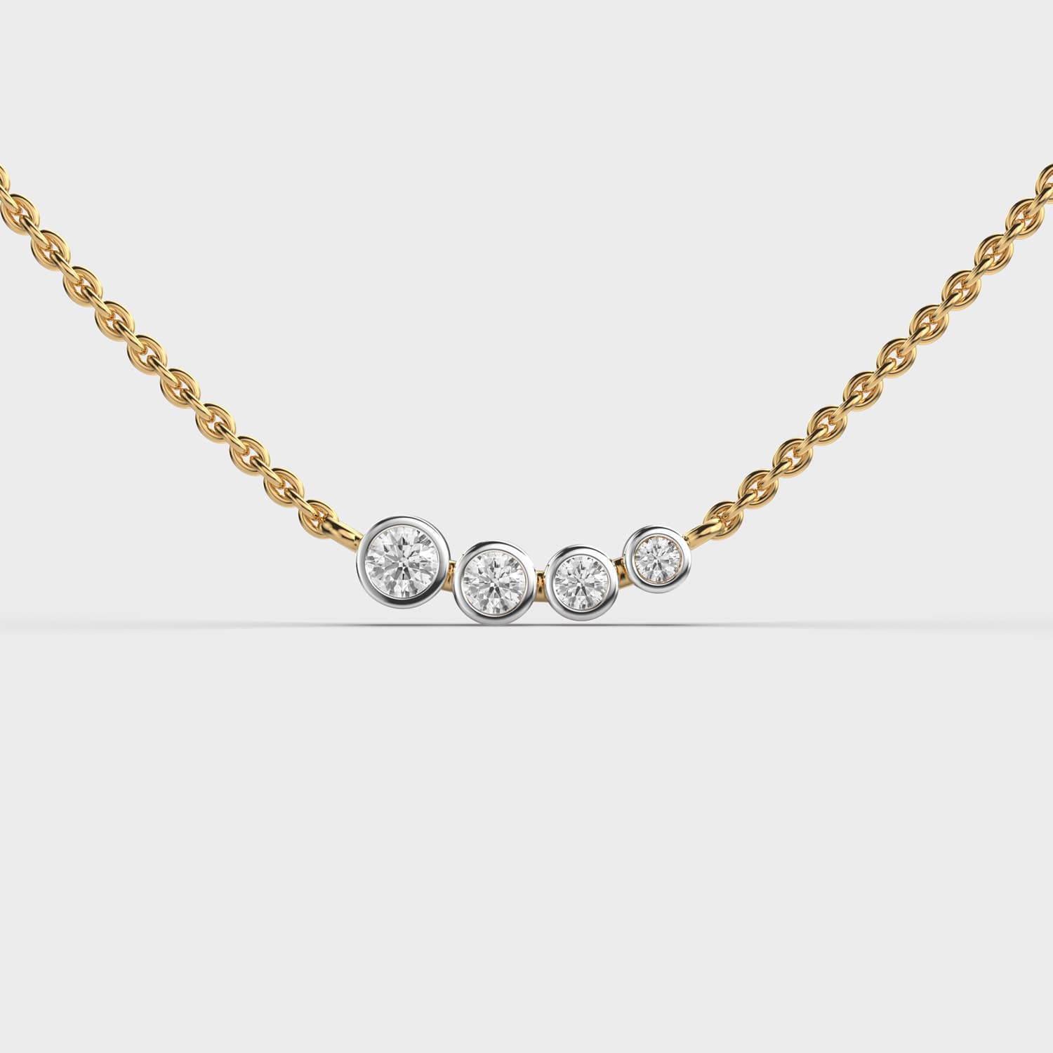 Graduated Bezel Row Diamond Pendant (With Chain)
