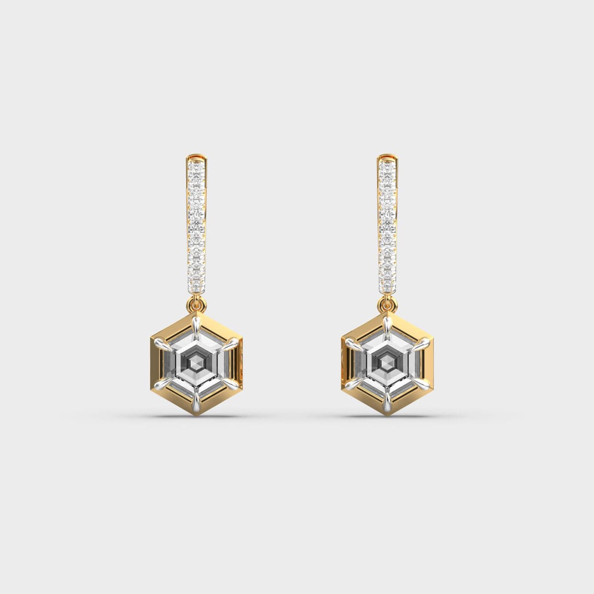 Hexagon Drop Diamond Hoops