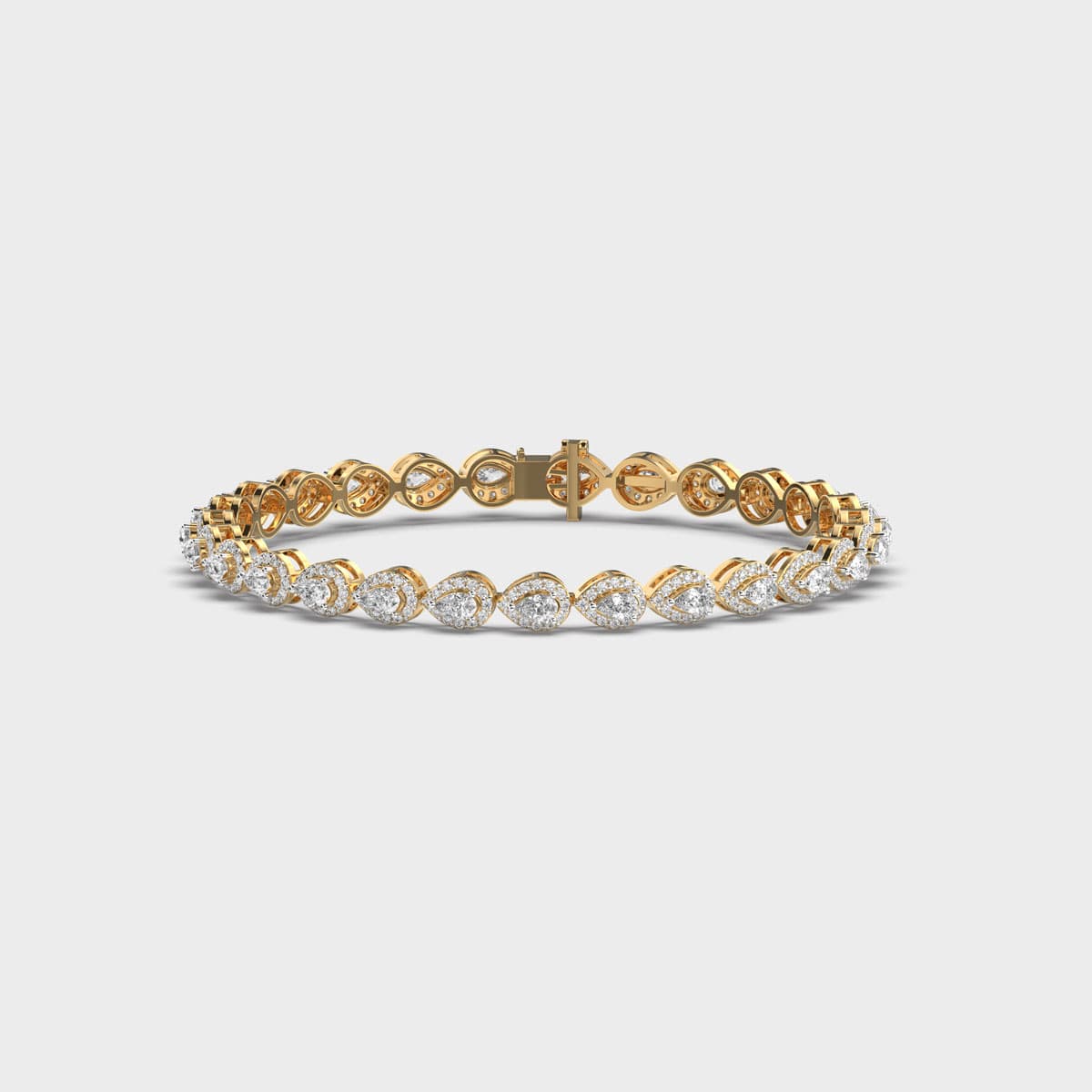 Pear Halo Tennis Diamond Bracelet