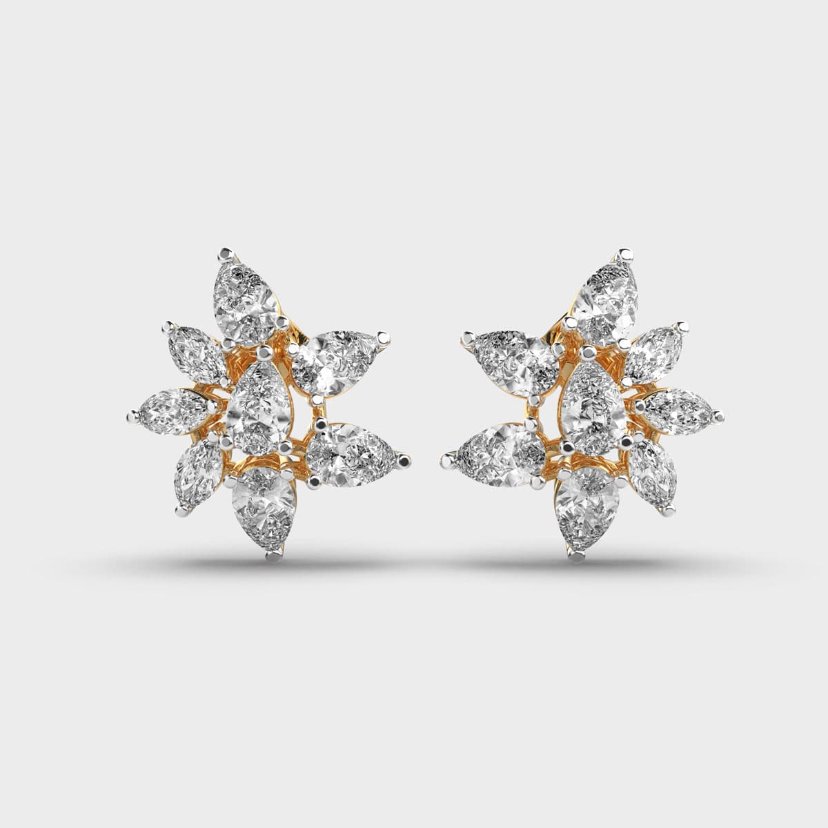 Pear And Marquise Starburst Diamond Studs