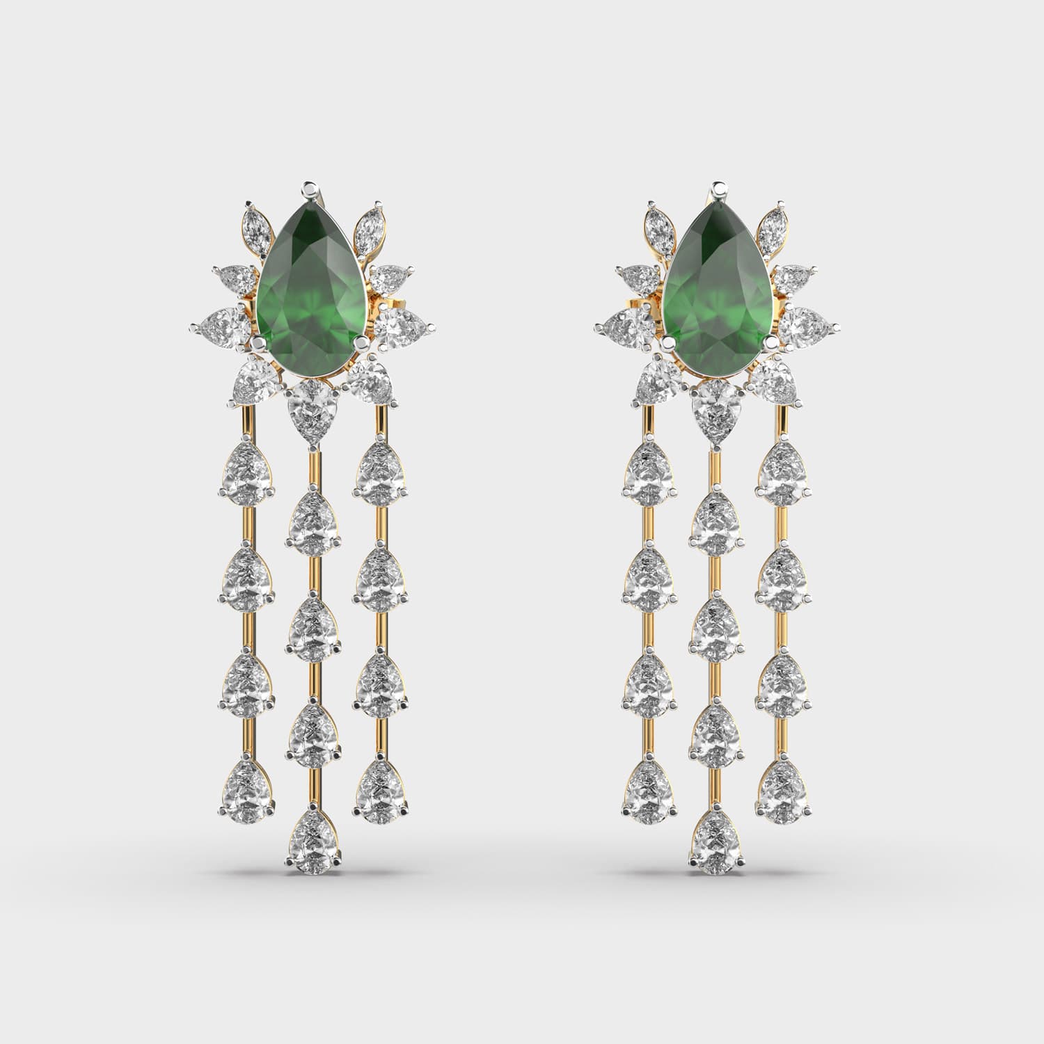 Verdant Crown Waterfall Diamond Danglers