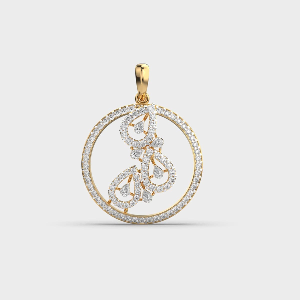 Interlaced Pear Circle Diamond Pendant (Without Chain)