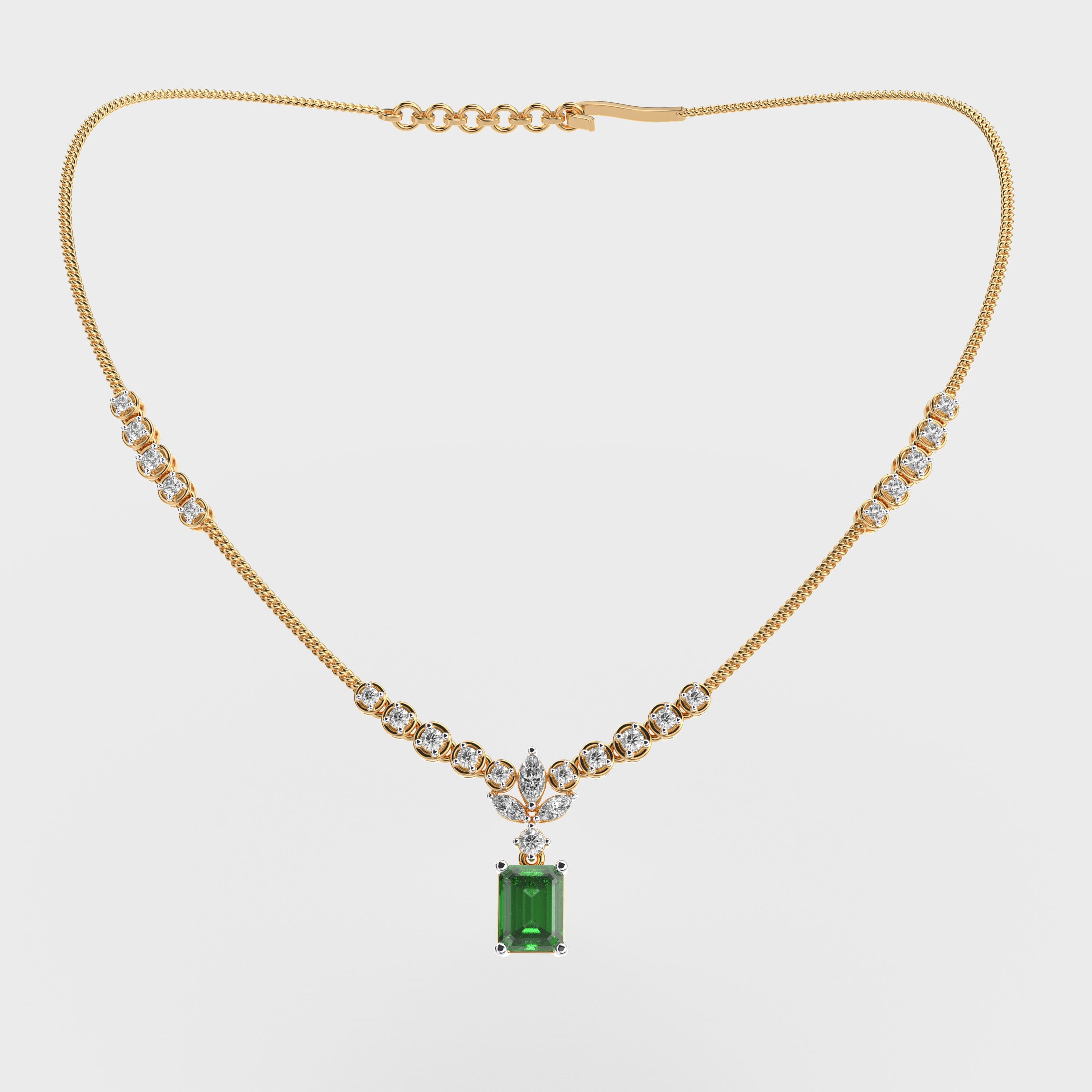 Verdant Drop Petal Diamond Necklace