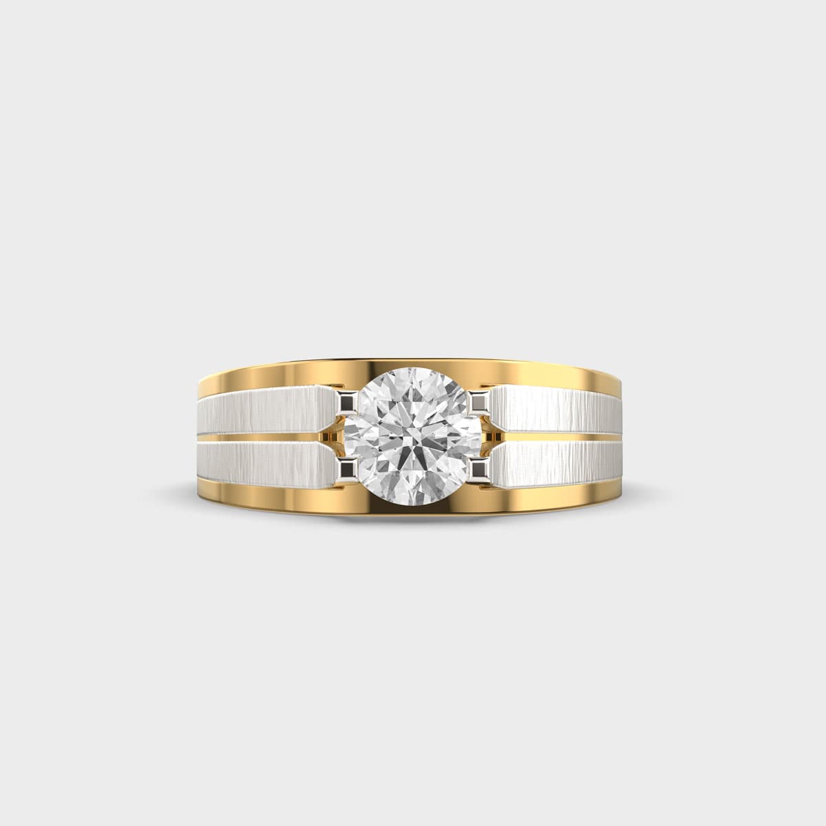 Brushed Channel Solitaire Diamond Ring For Men