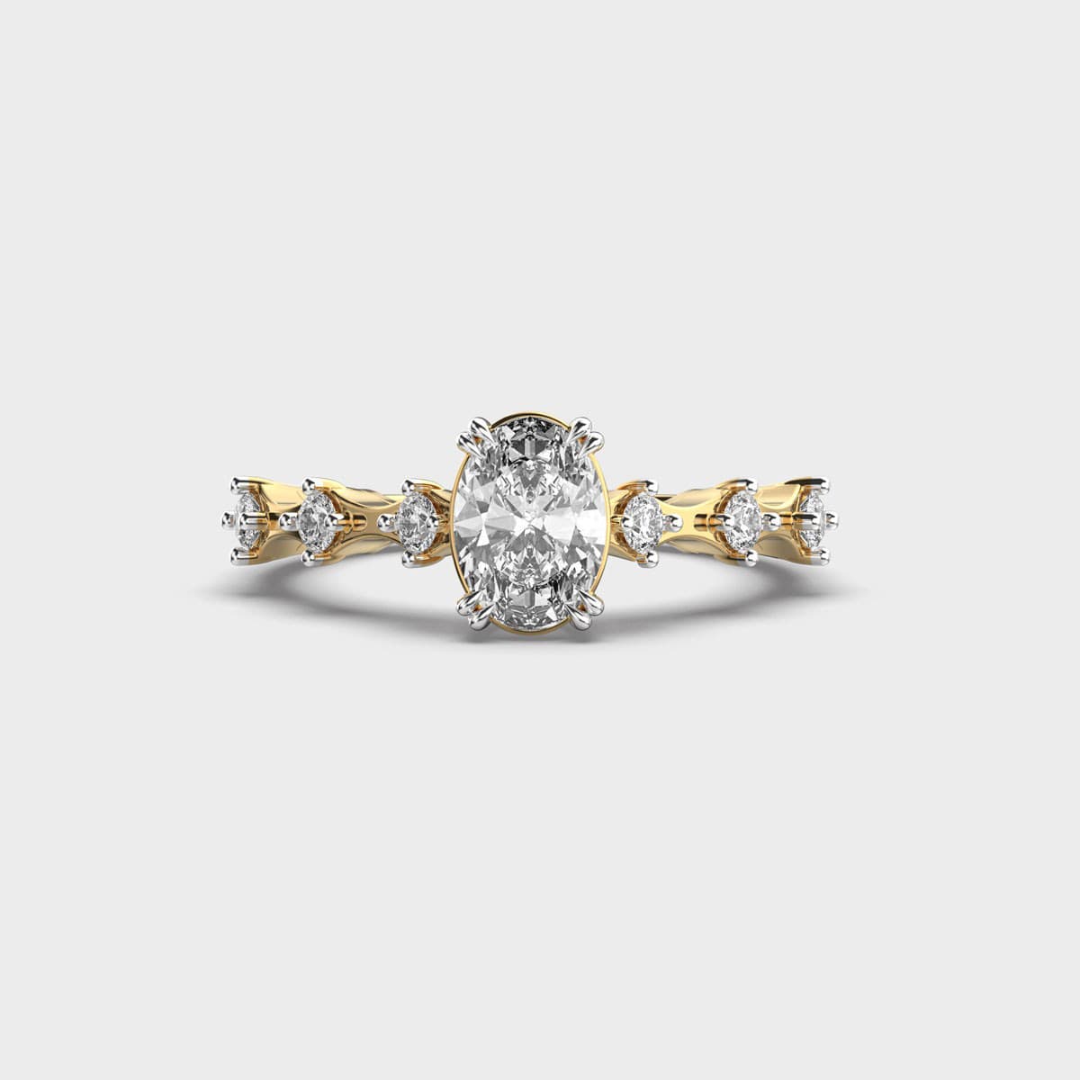 Spool Accent Oval Diamond Ring