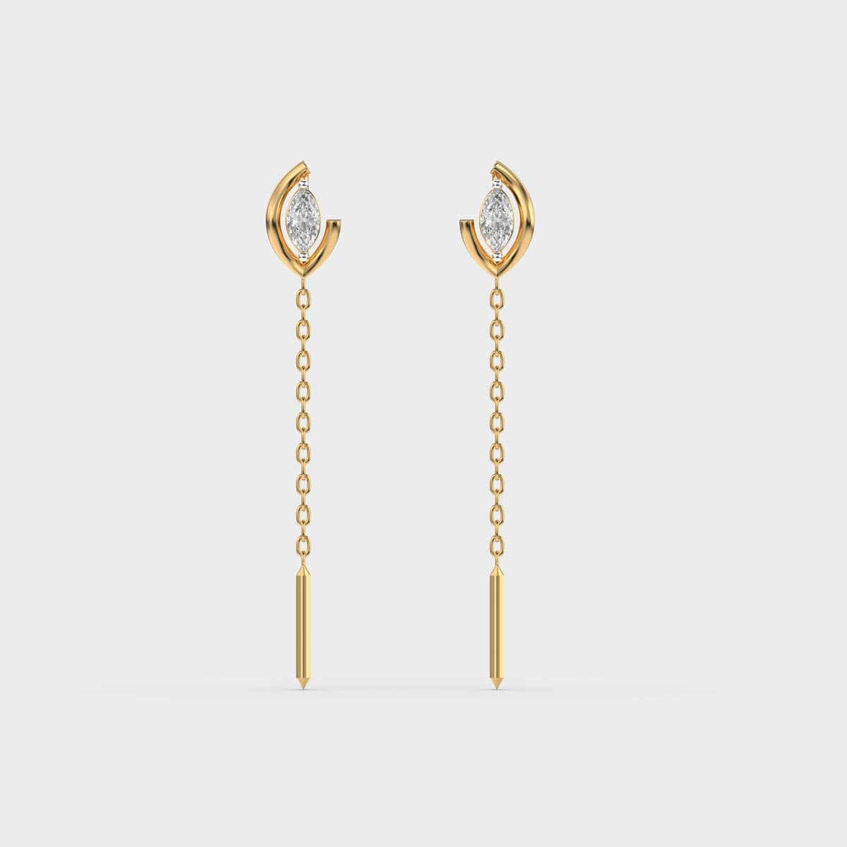 Marquise Petal Frame Sui Dhaga Diamond Earrings